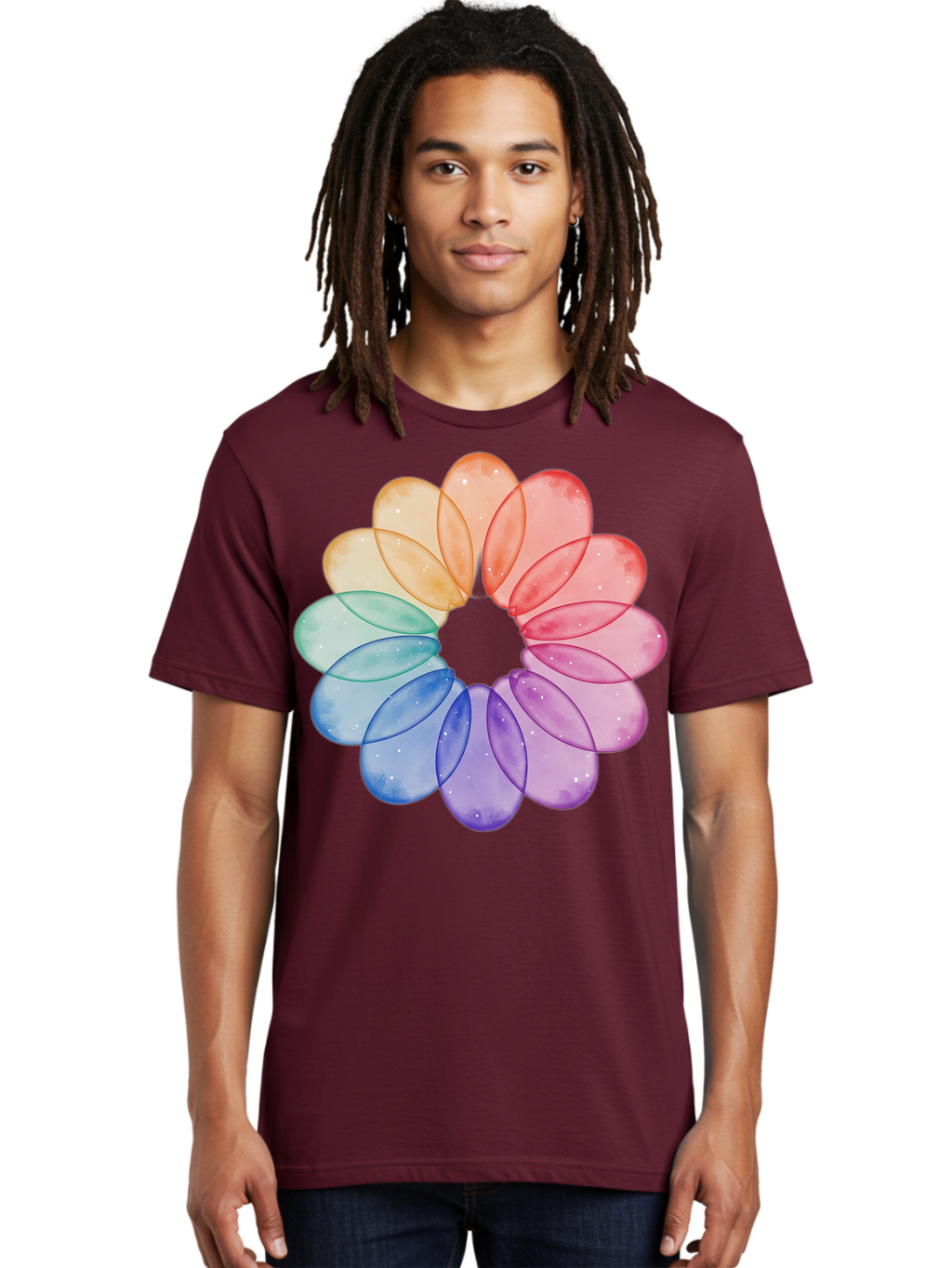 Rainbow-Flower-Petals Men'S Graphic Tee, 100% Cotton, Comfortable Casual Summer Wear, Machine Washable, Vintage Camera, Old Camera, Antique Camera, Black Camera, Classic Photography, Photography Equipment, Nostalgic Device, Film Camera, Baj728