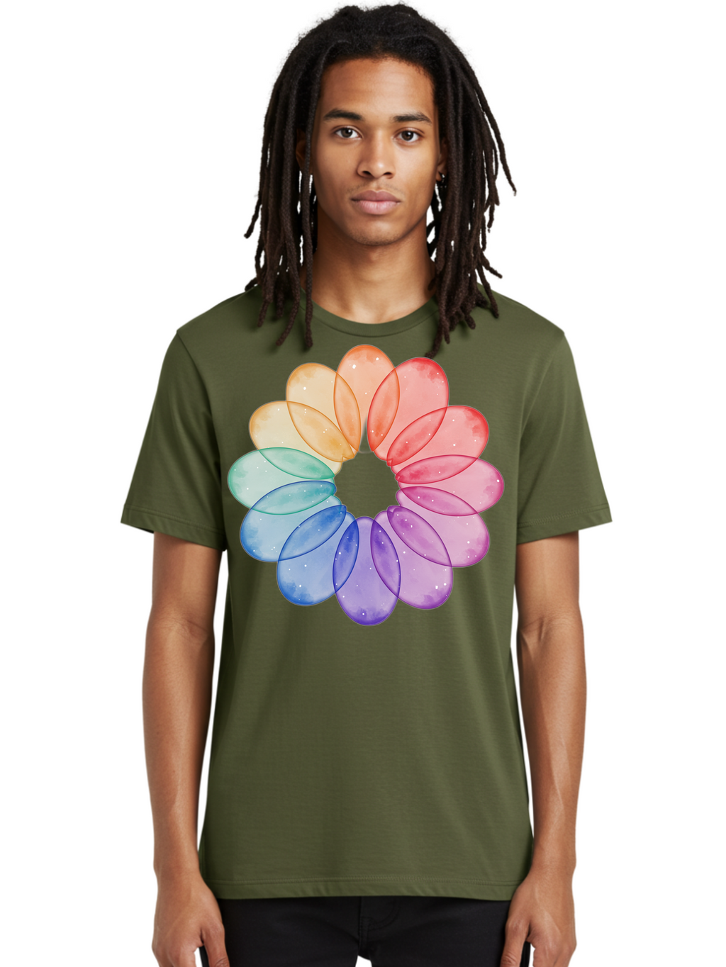 Rainbow-Flower-Petals Men'S Graphic Tee, 100% Cotton, Comfortable Casual Summer Wear, Machine Washable, Vintage Camera, Old Camera, Antique Camera, Black Camera, Classic Photography, Photography Equipment, Nostalgic Device, Film Camera, Baj728