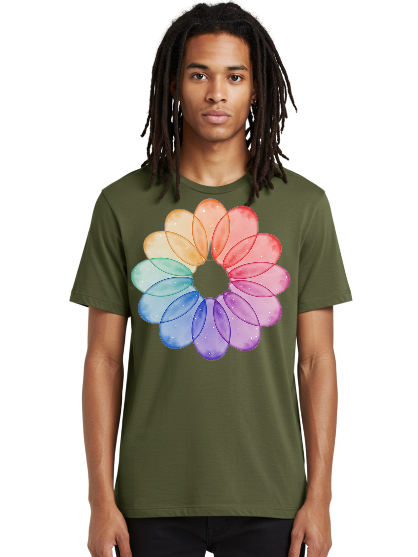 Rainbow-Flower-Petals Men'S Graphic Tee, 100% Cotton, Comfortable Casual Summer Wear, Machine Washable, Vintage Camera, Old Camera, Antique Camera, Black Camera, Classic Photography, Photography Equipment, Nostalgic Device, Film Camera, Baj728