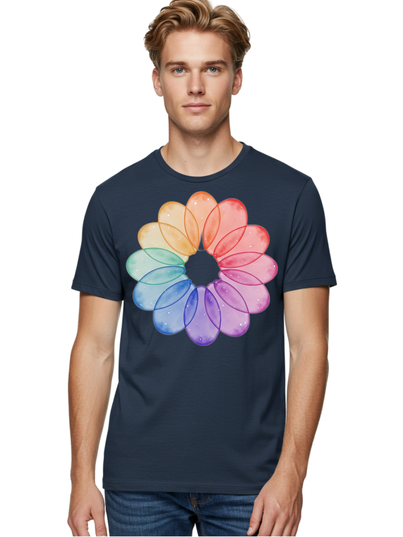 Rainbow-Flower-Petals Men'S Graphic Tee, 100% Cotton, Comfortable Casual Summer Wear, Machine Washable, Vintage Camera, Old Camera, Antique Camera, Black Camera, Classic Photography, Photography Equipment, Nostalgic Device, Film Camera, Baj728