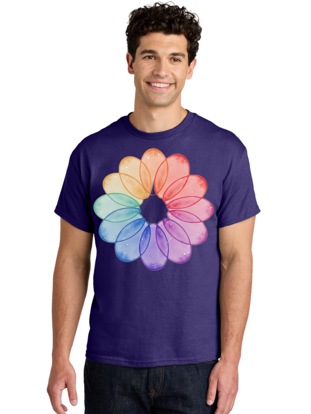 Rainbow-Flower-Petals Men'S Graphic Tee, 100% Cotton, Comfortable Casual Summer Wear, Machine Washable, Vintage Camera, Old Camera, Antique Camera, Black Camera, Classic Photography, Photography Equipment, Nostalgic Device, Film Camera, Baj728