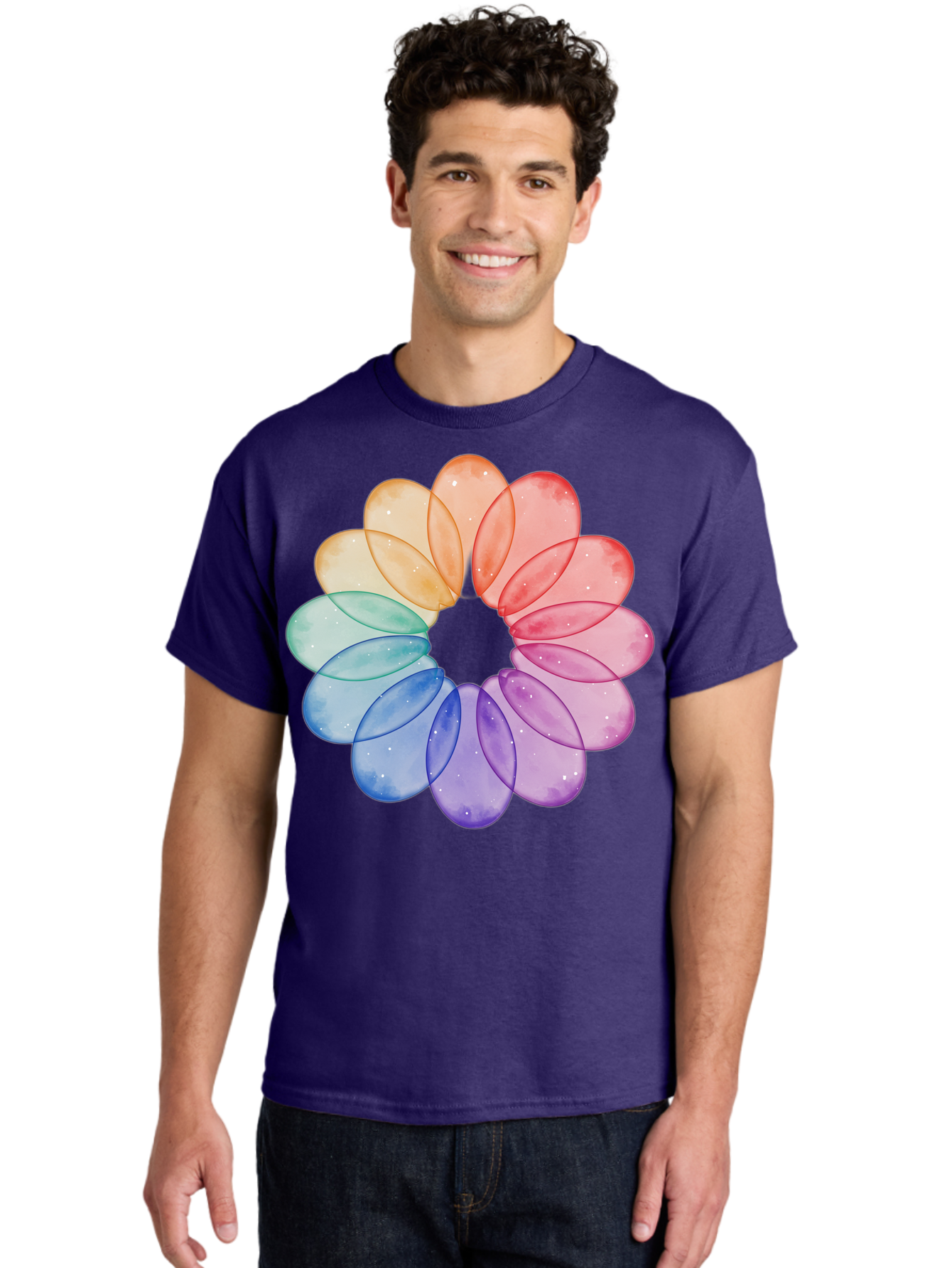 Rainbow-Flower-Petals Men'S Graphic Tee, 100% Cotton, Comfortable Casual Summer Wear, Machine Washable, Vintage Camera, Old Camera, Antique Camera, Black Camera, Classic Photography, Photography Equipment, Nostalgic Device, Film Camera, Baj728