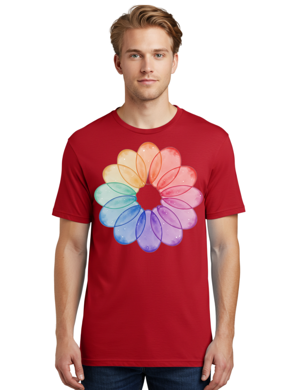 Rainbow-Flower-Petals Men'S Graphic Tee, 100% Cotton, Comfortable Casual Summer Wear, Machine Washable, Vintage Camera, Old Camera, Antique Camera, Black Camera, Classic Photography, Photography Equipment, Nostalgic Device, Film Camera, Baj728