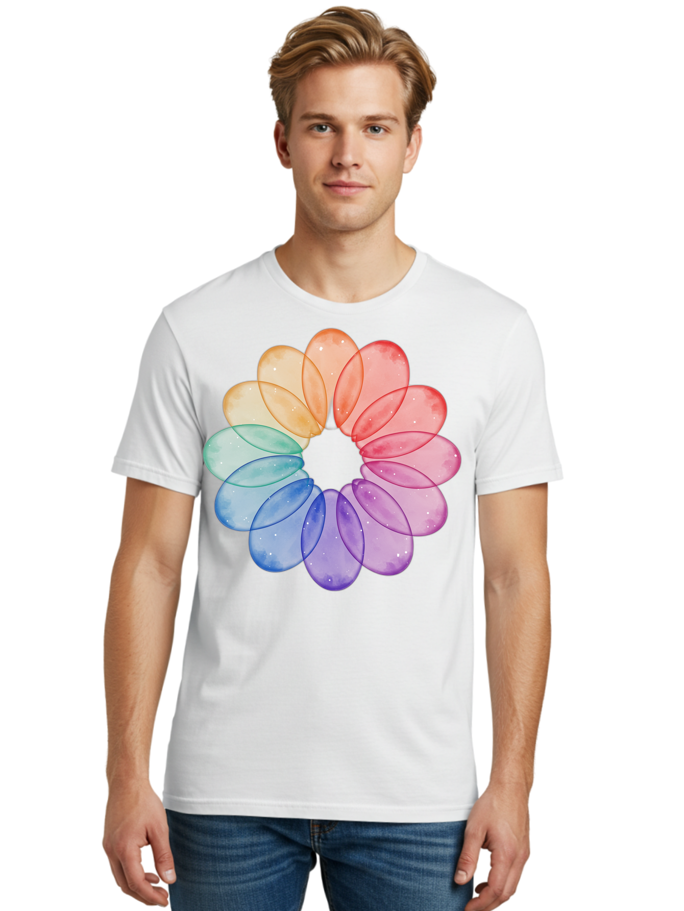 Rainbow-Flower-Petals Men'S Graphic Tee, 100% Cotton, Comfortable Casual Summer Wear, Machine Washable, Vintage Camera, Old Camera, Antique Camera, Black Camera, Classic Photography, Photography Equipment, Nostalgic Device, Film Camera, Baj728