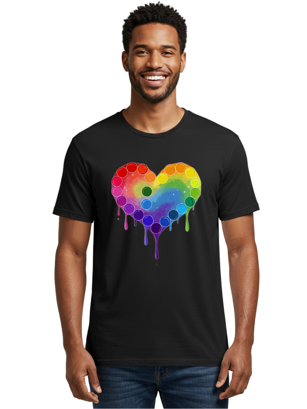 Rainbow-Heart-1 Men'S Graphic Tee, 100% Cotton, Comfortable Casual Summer Wear, Machine Washable, Vintage Camera, Old Camera, Antique Camera, Black Camera, Classic Photography, Photography Equipment, Nostalgic Device, Film Camera, Camera Art Baj729