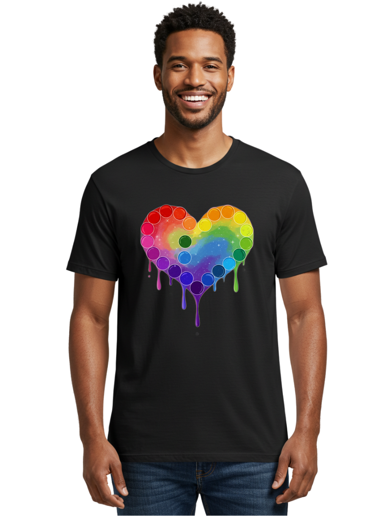 Rainbow-Heart-1 Men'S Graphic Tee, 100% Cotton, Comfortable Casual Summer Wear, Machine Washable, Vintage Camera, Old Camera, Antique Camera, Black Camera, Classic Photography, Photography Equipment, Nostalgic Device, Film Camera, Camera Art Baj729