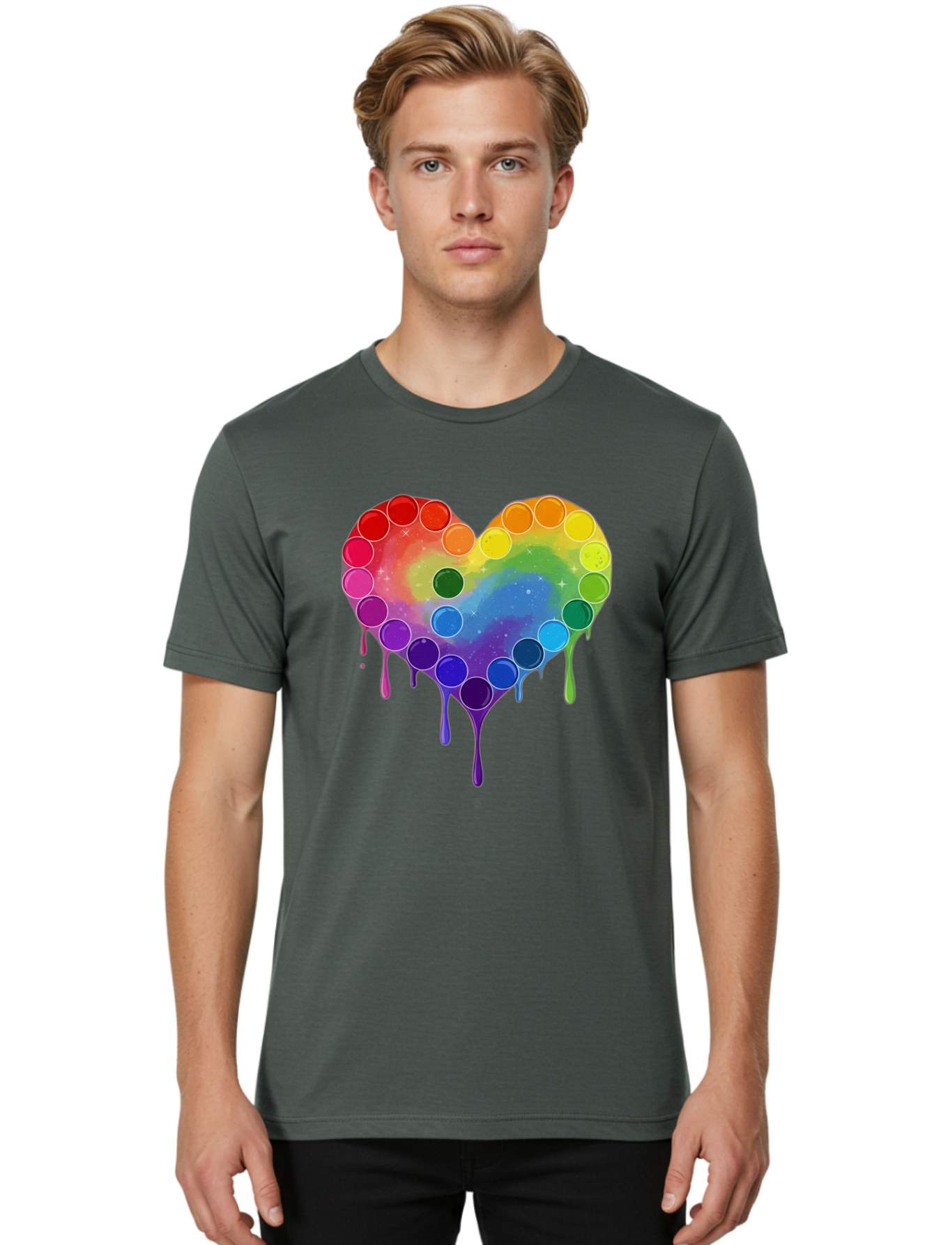 Rainbow-Heart-1 Men'S Graphic Tee, 100% Cotton, Comfortable Casual Summer Wear, Machine Washable, Vintage Camera, Old Camera, Antique Camera, Black Camera, Classic Photography, Photography Equipment, Nostalgic Device, Film Camera, Camera Art Baj729