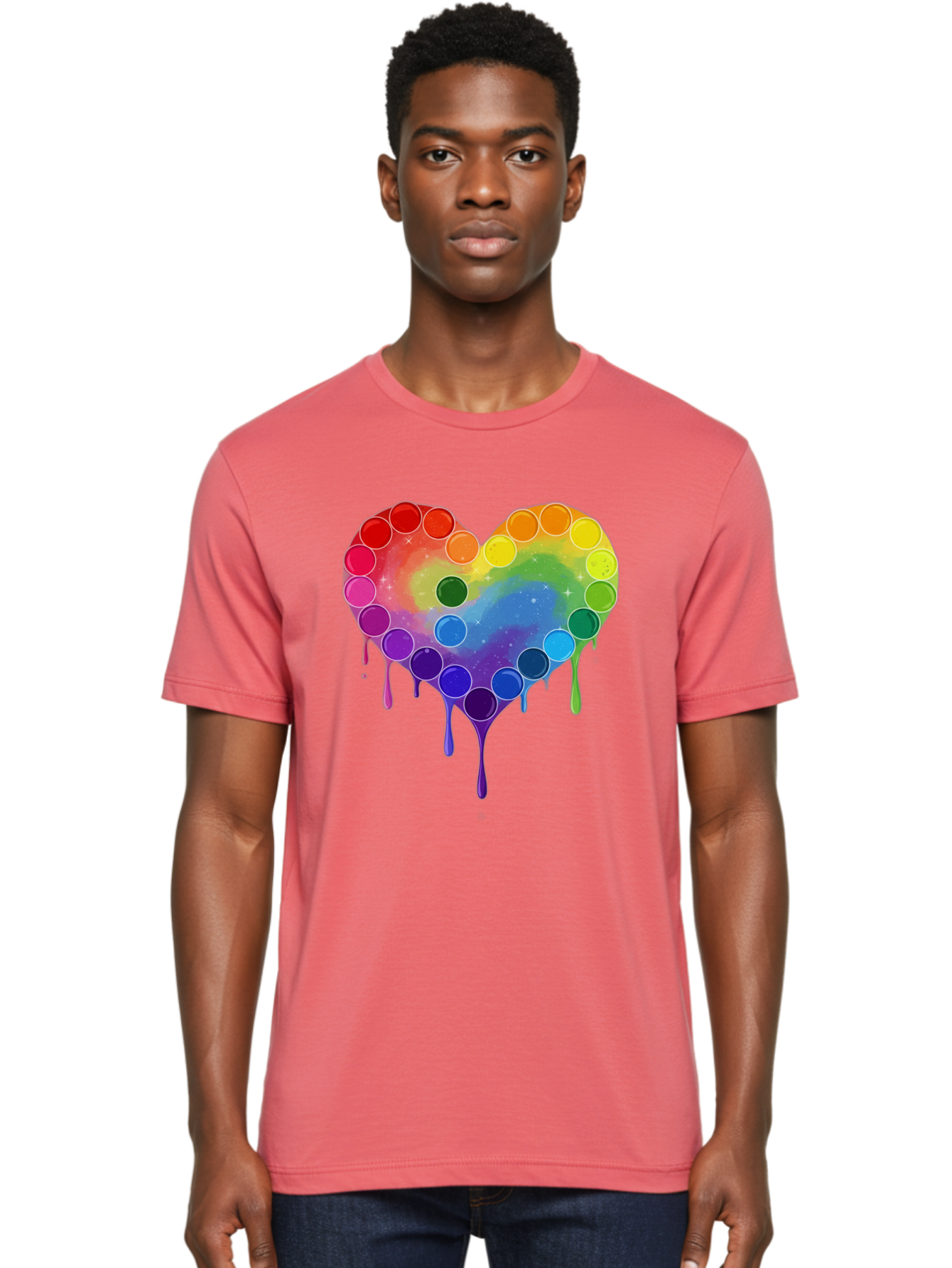Rainbow-Heart-1 Men'S Graphic Tee, 100% Cotton, Comfortable Casual Summer Wear, Machine Washable, Vintage Camera, Old Camera, Antique Camera, Black Camera, Classic Photography, Photography Equipment, Nostalgic Device, Film Camera, Camera Art Baj729