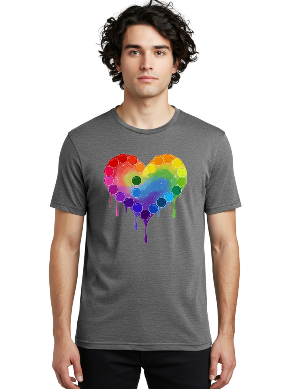 Rainbow-Heart-1 Men'S Graphic Tee, 100% Cotton, Comfortable Casual Summer Wear, Machine Washable, Vintage Camera, Old Camera, Antique Camera, Black Camera, Classic Photography, Photography Equipment, Nostalgic Device, Film Camera, Camera Art Baj729