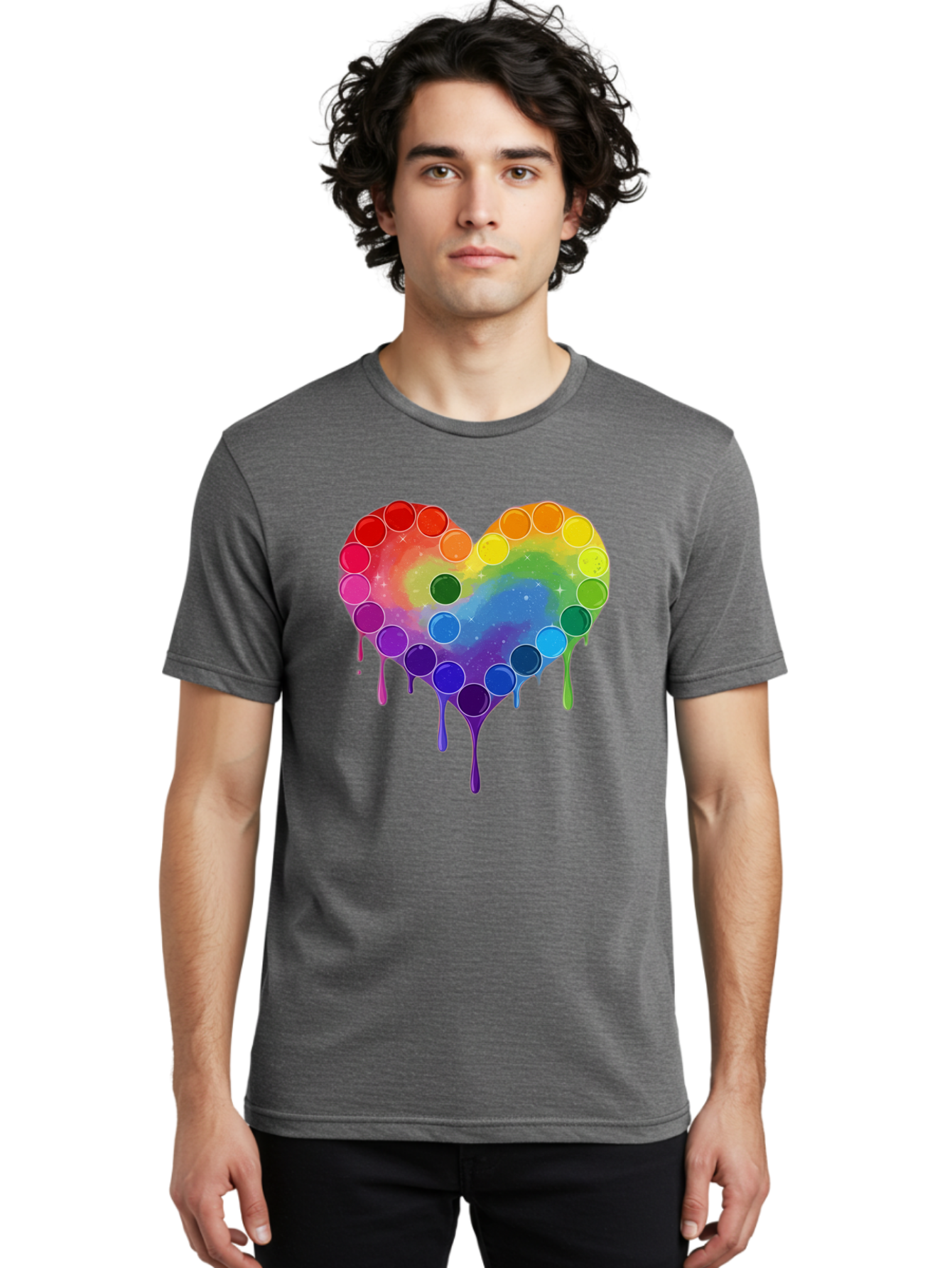 Rainbow-Heart-1 Men'S Graphic Tee, 100% Cotton, Comfortable Casual Summer Wear, Machine Washable, Vintage Camera, Old Camera, Antique Camera, Black Camera, Classic Photography, Photography Equipment, Nostalgic Device, Film Camera, Camera Art Baj729