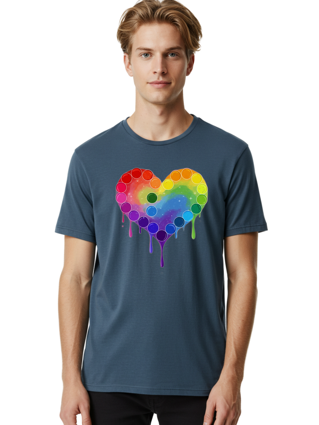 Rainbow-Heart-1 Men'S Graphic Tee, 100% Cotton, Comfortable Casual Summer Wear, Machine Washable, Vintage Camera, Old Camera, Antique Camera, Black Camera, Classic Photography, Photography Equipment, Nostalgic Device, Film Camera, Camera Art Baj729