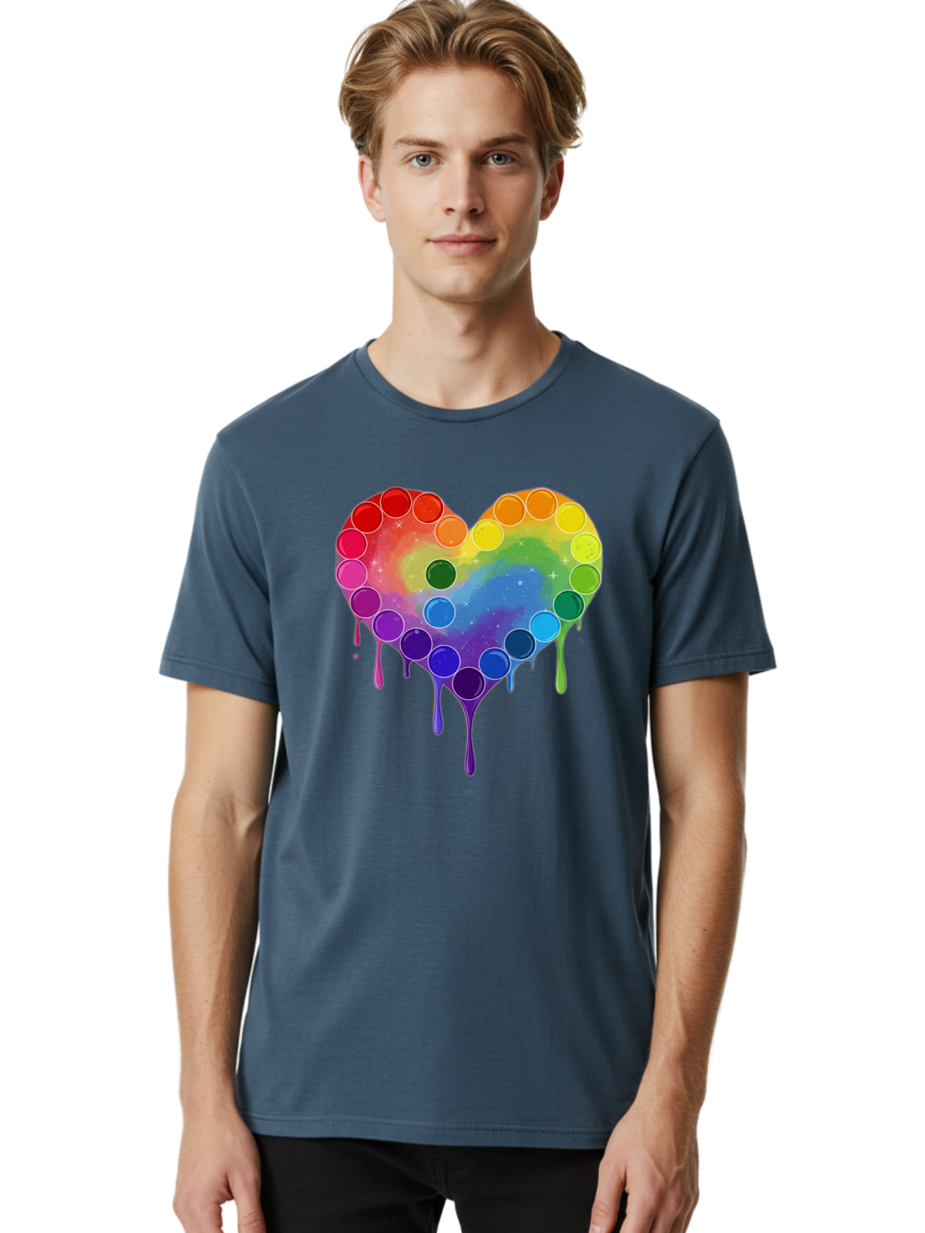 Rainbow-Heart-1 Men'S Graphic Tee, 100% Cotton, Comfortable Casual Summer Wear, Machine Washable, Vintage Camera, Old Camera, Antique Camera, Black Camera, Classic Photography, Photography Equipment, Nostalgic Device, Film Camera, Camera Art Baj729