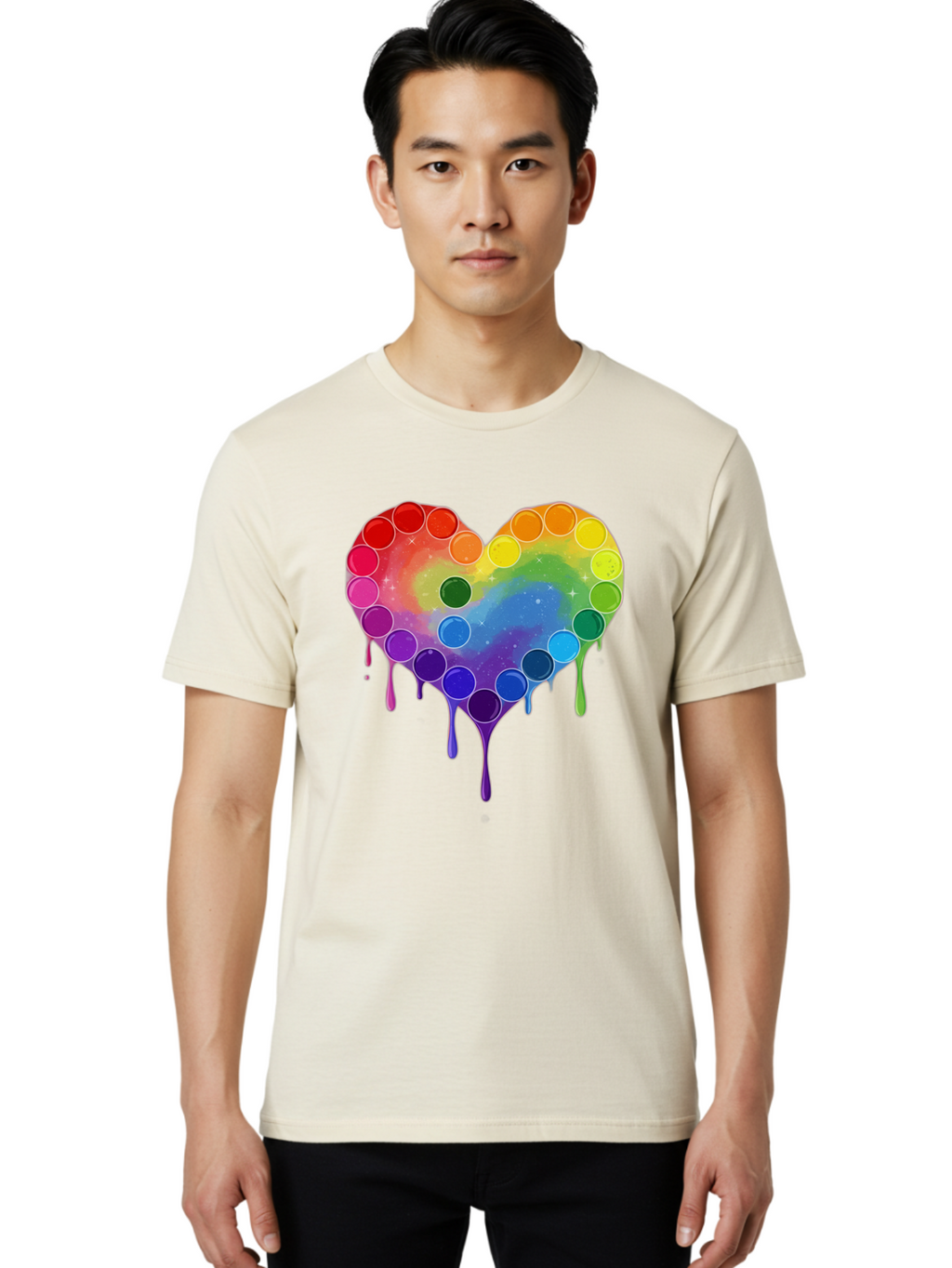 Rainbow-Heart-1 Men'S Graphic Tee, 100% Cotton, Comfortable Casual Summer Wear, Machine Washable, Vintage Camera, Old Camera, Antique Camera, Black Camera, Classic Photography, Photography Equipment, Nostalgic Device, Film Camera, Camera Art Baj729