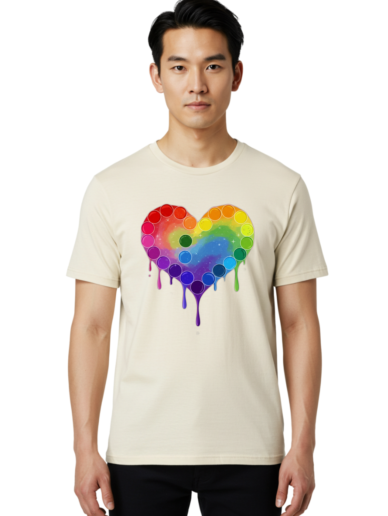 Rainbow-Heart-1 Men'S Graphic Tee, 100% Cotton, Comfortable Casual Summer Wear, Machine Washable, Vintage Camera, Old Camera, Antique Camera, Black Camera, Classic Photography, Photography Equipment, Nostalgic Device, Film Camera, Camera Art Baj729
