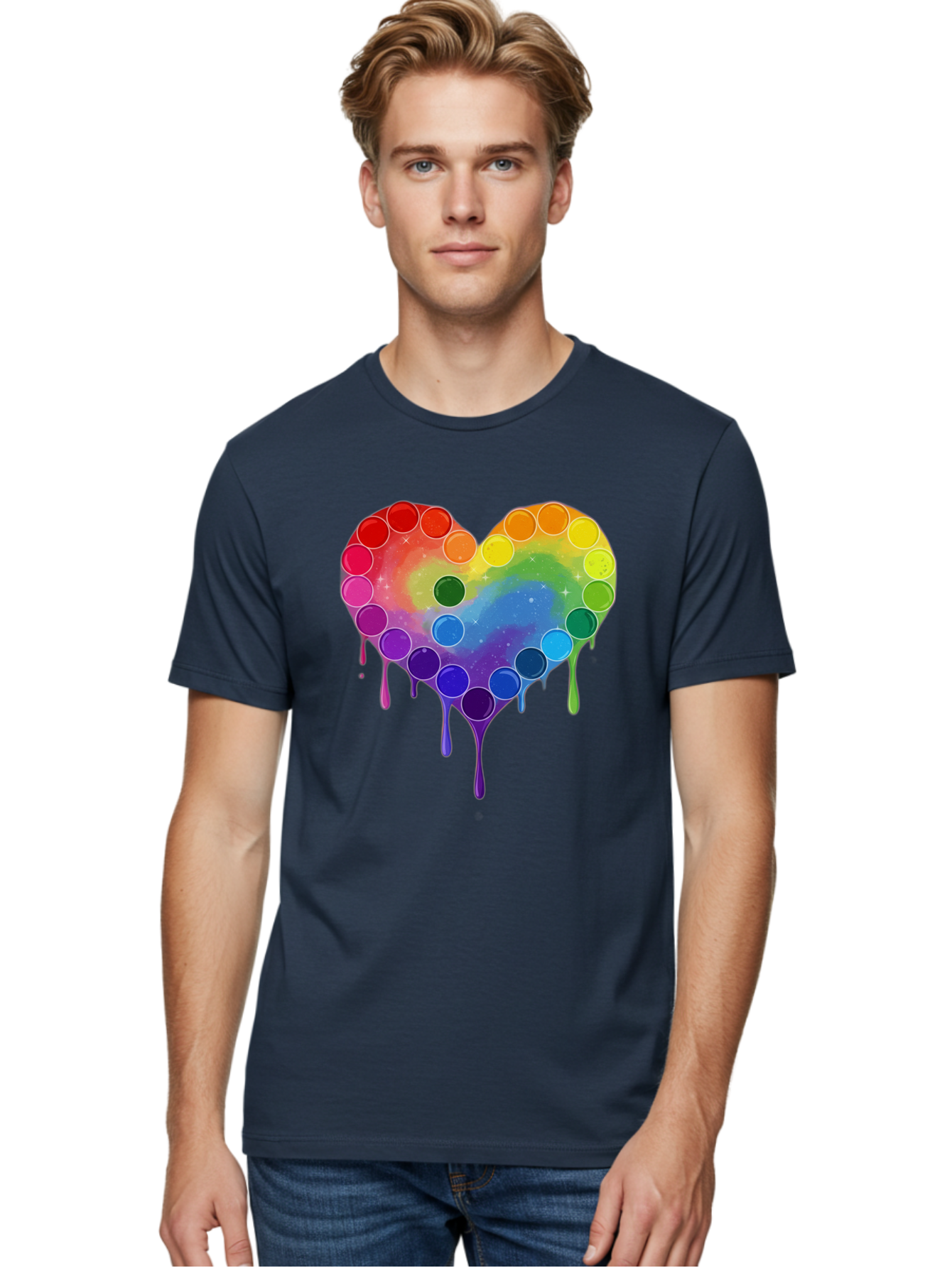 Rainbow-Heart-1 Men'S Graphic Tee, 100% Cotton, Comfortable Casual Summer Wear, Machine Washable, Vintage Camera, Old Camera, Antique Camera, Black Camera, Classic Photography, Photography Equipment, Nostalgic Device, Film Camera, Camera Art Baj729