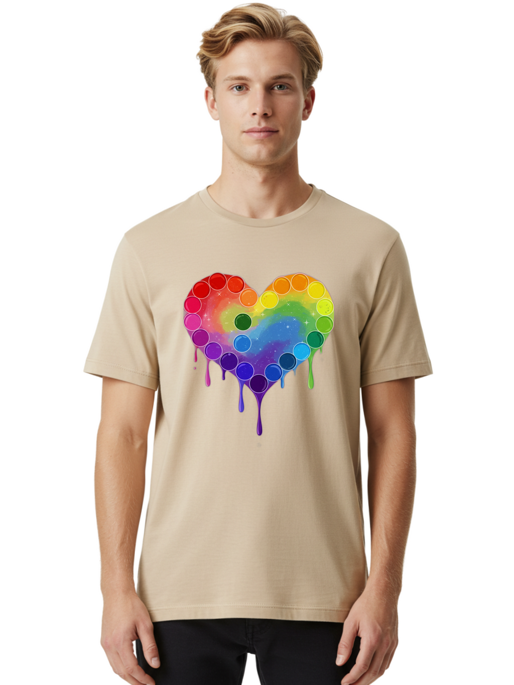 Rainbow-Heart-1 Men'S Graphic Tee, 100% Cotton, Comfortable Casual Summer Wear, Machine Washable, Vintage Camera, Old Camera, Antique Camera, Black Camera, Classic Photography, Photography Equipment, Nostalgic Device, Film Camera, Camera Art Baj729