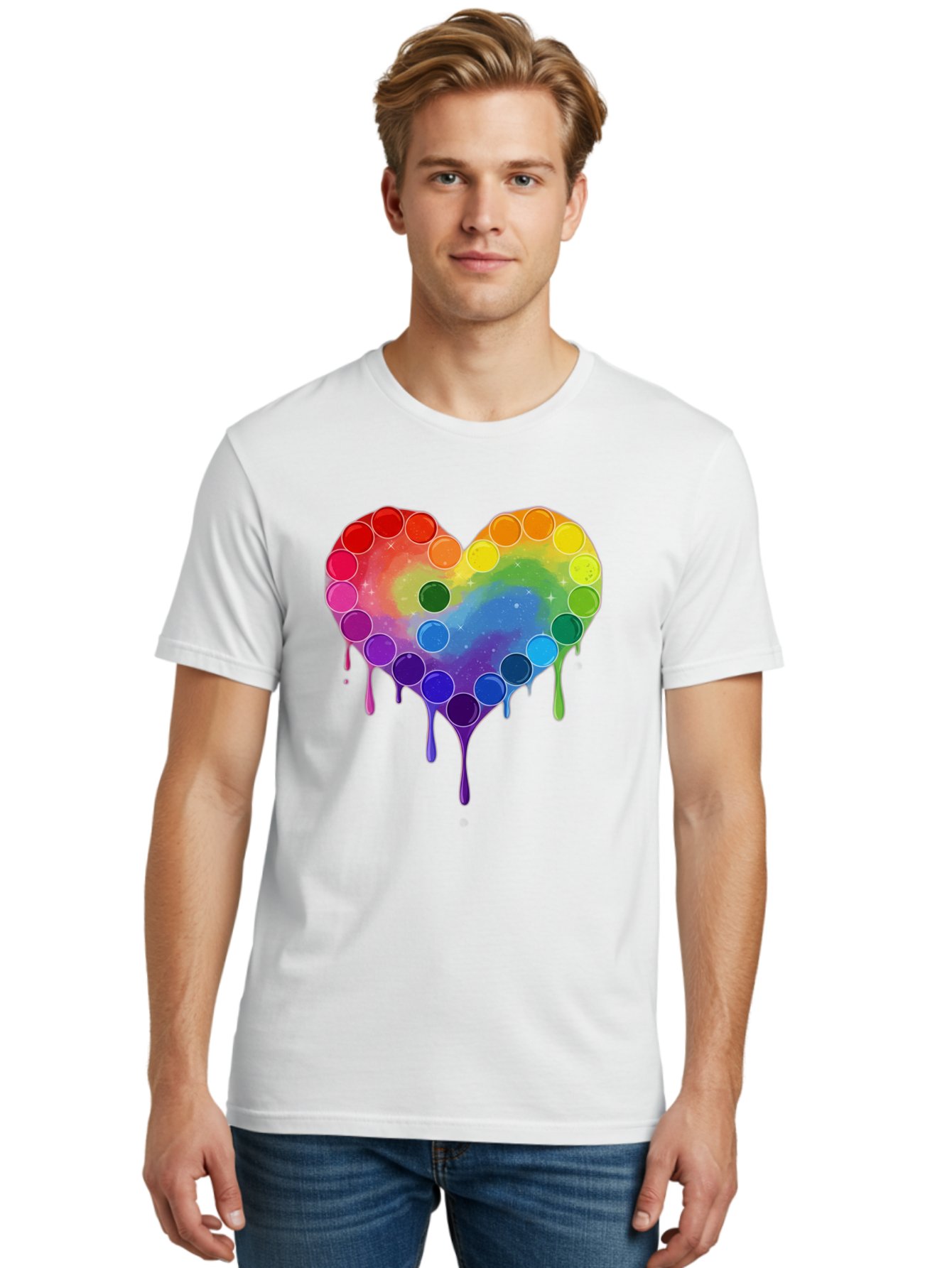 Rainbow-Heart-1 Men'S Graphic Tee, 100% Cotton, Comfortable Casual Summer Wear, Machine Washable, Vintage Camera, Old Camera, Antique Camera, Black Camera, Classic Photography, Photography Equipment, Nostalgic Device, Film Camera, Camera Art Baj729