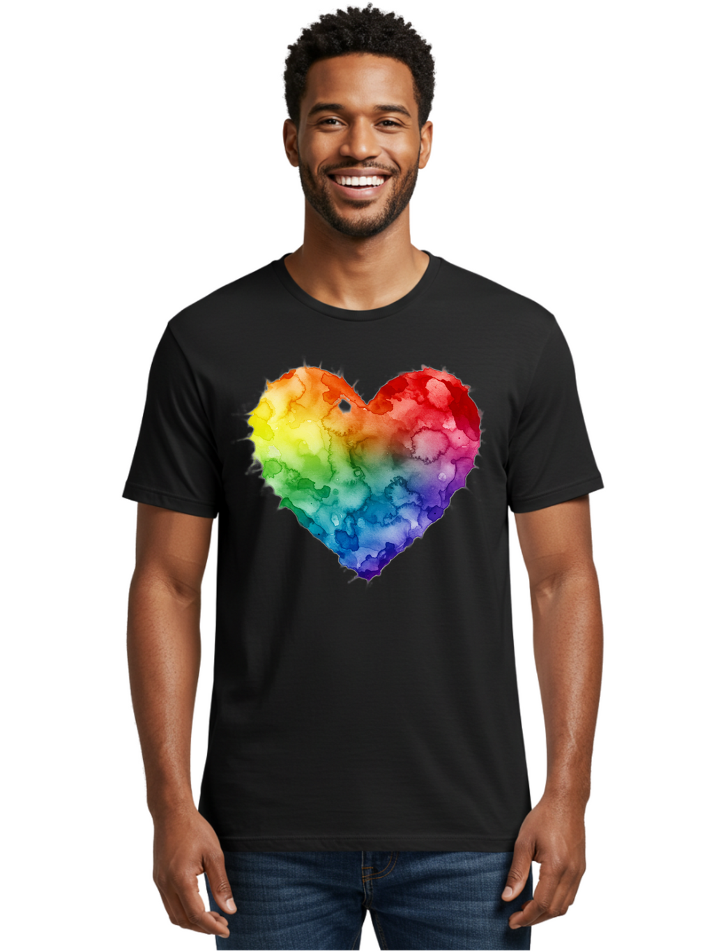 Rainbow-Heart-10 Men'S Graphic Tee, 100% Cotton, Comfortable Casual Summer Wear, Machine Washable, Vintage Camera, Old Camera, Antique Camera, Black Camera, Classic Photography, Photography Equipment, Nostalgic Device, Film Camera, Camera Art Baj730