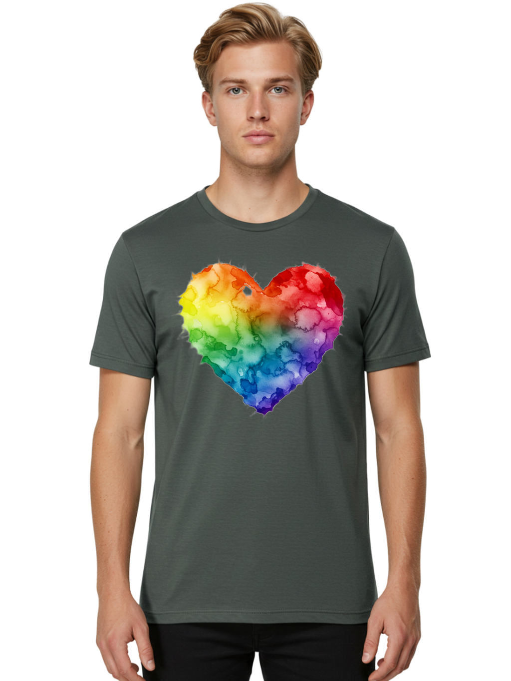 Rainbow-Heart-10 Men'S Graphic Tee, 100% Cotton, Comfortable Casual Summer Wear, Machine Washable, Vintage Camera, Old Camera, Antique Camera, Black Camera, Classic Photography, Photography Equipment, Nostalgic Device, Film Camera, Camera Art Baj730