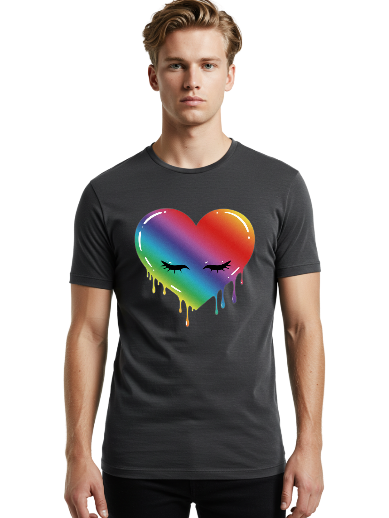 Rainbow-Heart-11 Men'S Graphic Tee, 100% Cotton, Comfortable Casual Summer Wear, Machine Washable, Vintage Camera, Old Camera, Antique Camera, Black Camera, Classic Photography, Photography Equipment, Nostalgic Device, Film Camera, Camera Art Baj731