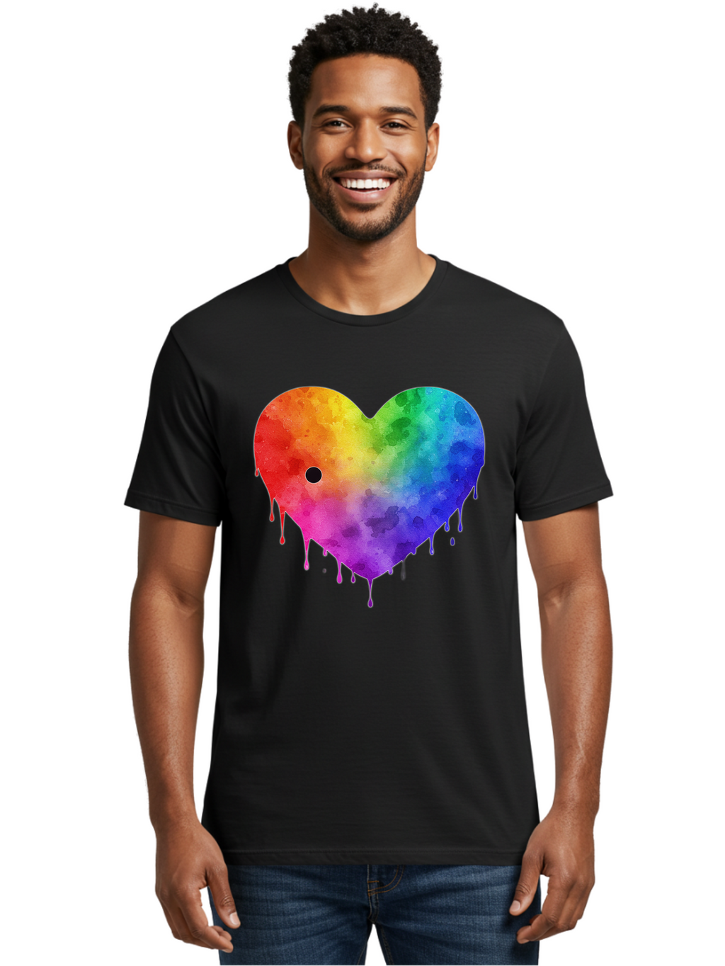 Rainbow-Heart-2 Men'S Graphic Tee, 100% Cotton, Comfortable Casual Summer Wear, Machine Washable, Vintage Camera, Old Camera, Antique Camera, Black Camera, Classic Photography, Photography Equipment, Nostalgic Device, Film Camera, Camera Art Baj732