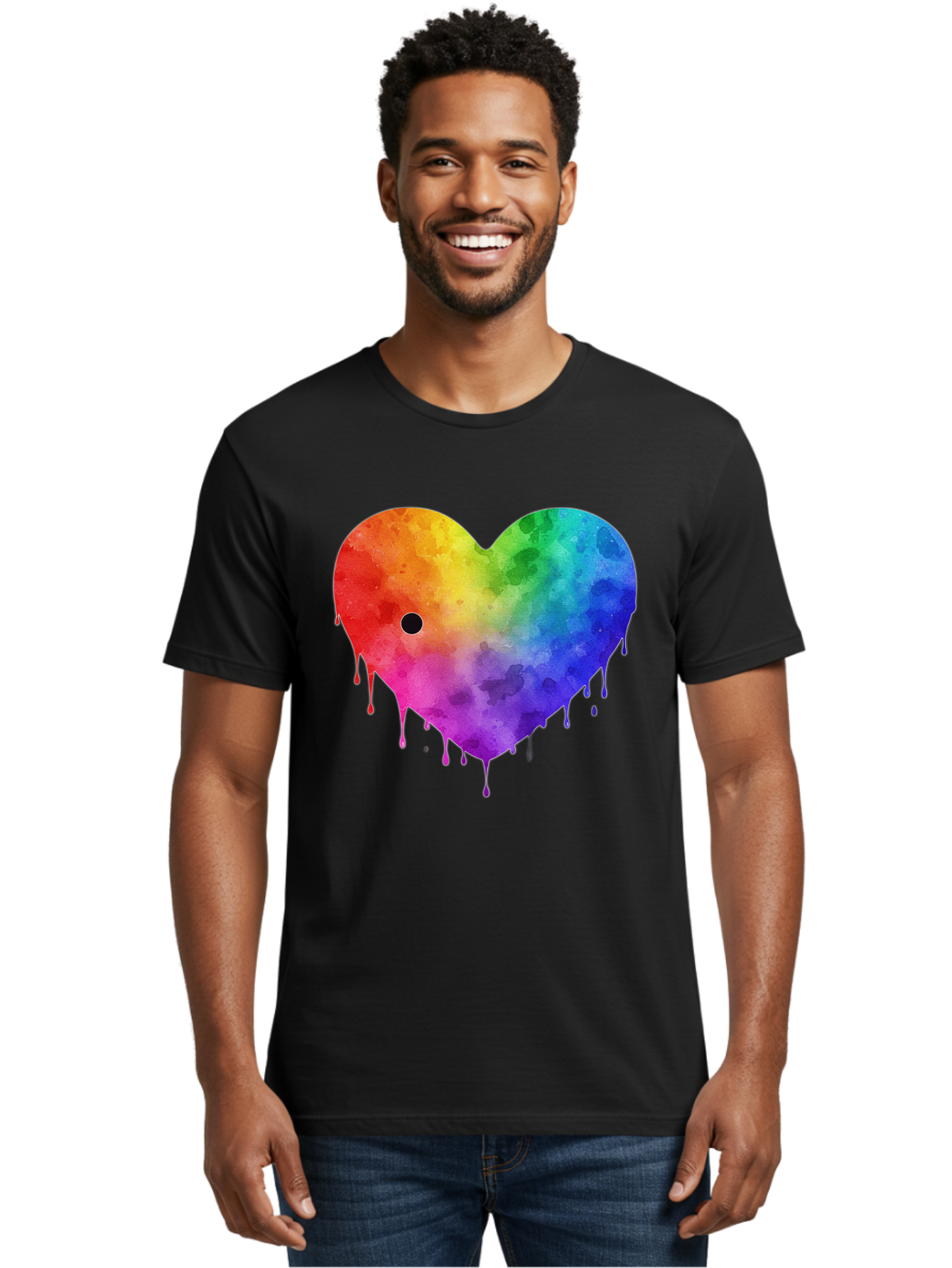 Rainbow-Heart-2 Men'S Graphic Tee, 100% Cotton, Comfortable Casual Summer Wear, Machine Washable, Vintage Camera, Old Camera, Antique Camera, Black Camera, Classic Photography, Photography Equipment, Nostalgic Device, Film Camera, Camera Art Baj732