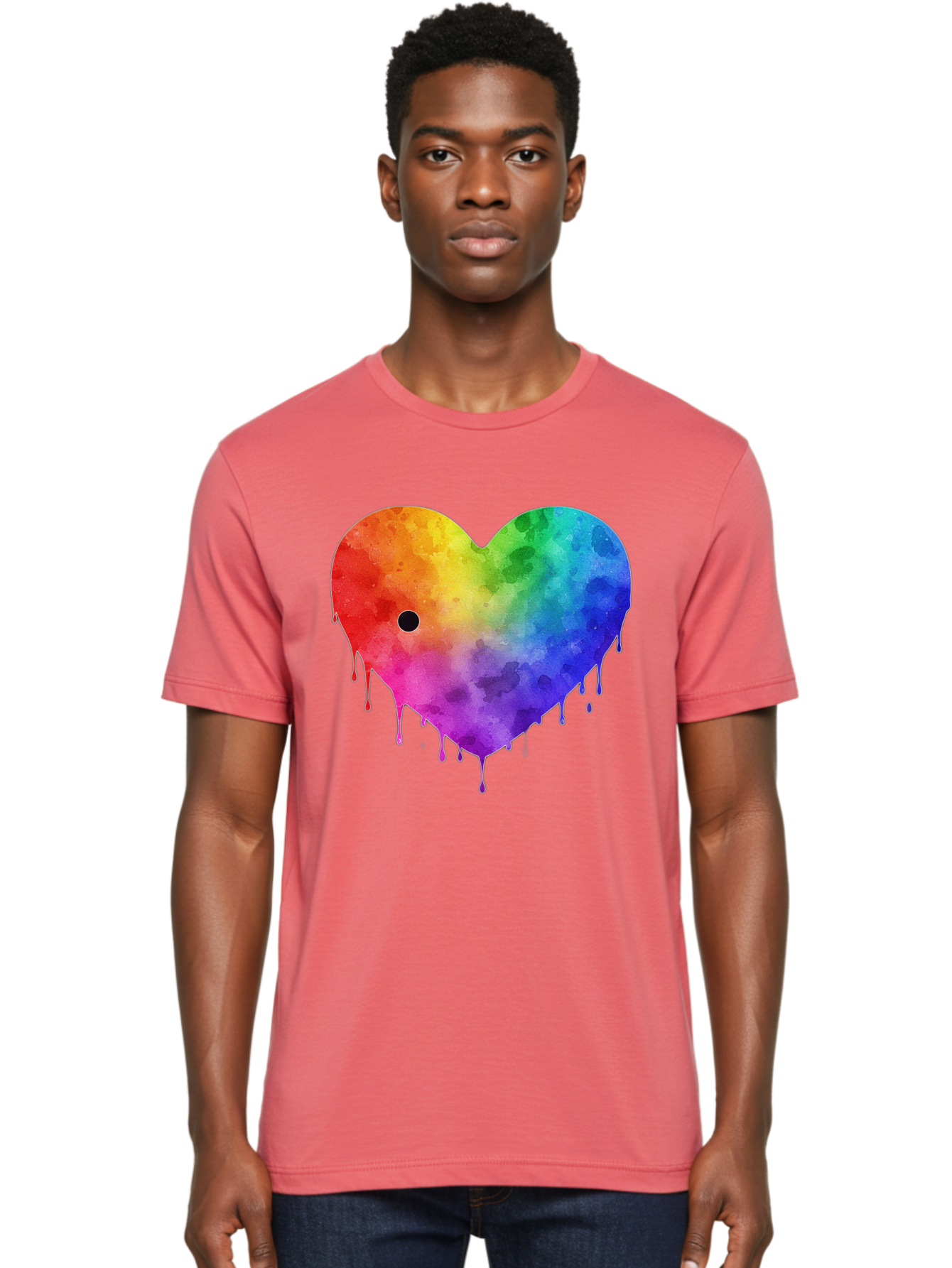 Rainbow-Heart-2 Men'S Graphic Tee, 100% Cotton, Comfortable Casual Summer Wear, Machine Washable, Vintage Camera, Old Camera, Antique Camera, Black Camera, Classic Photography, Photography Equipment, Nostalgic Device, Film Camera, Camera Art Baj732