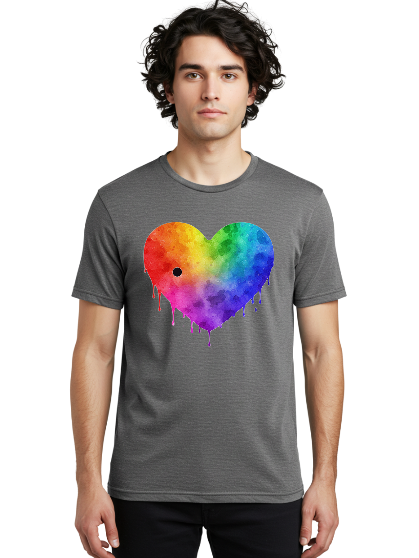 Rainbow-Heart-2 Men'S Graphic Tee, 100% Cotton, Comfortable Casual Summer Wear, Machine Washable, Vintage Camera, Old Camera, Antique Camera, Black Camera, Classic Photography, Photography Equipment, Nostalgic Device, Film Camera, Camera Art Baj732