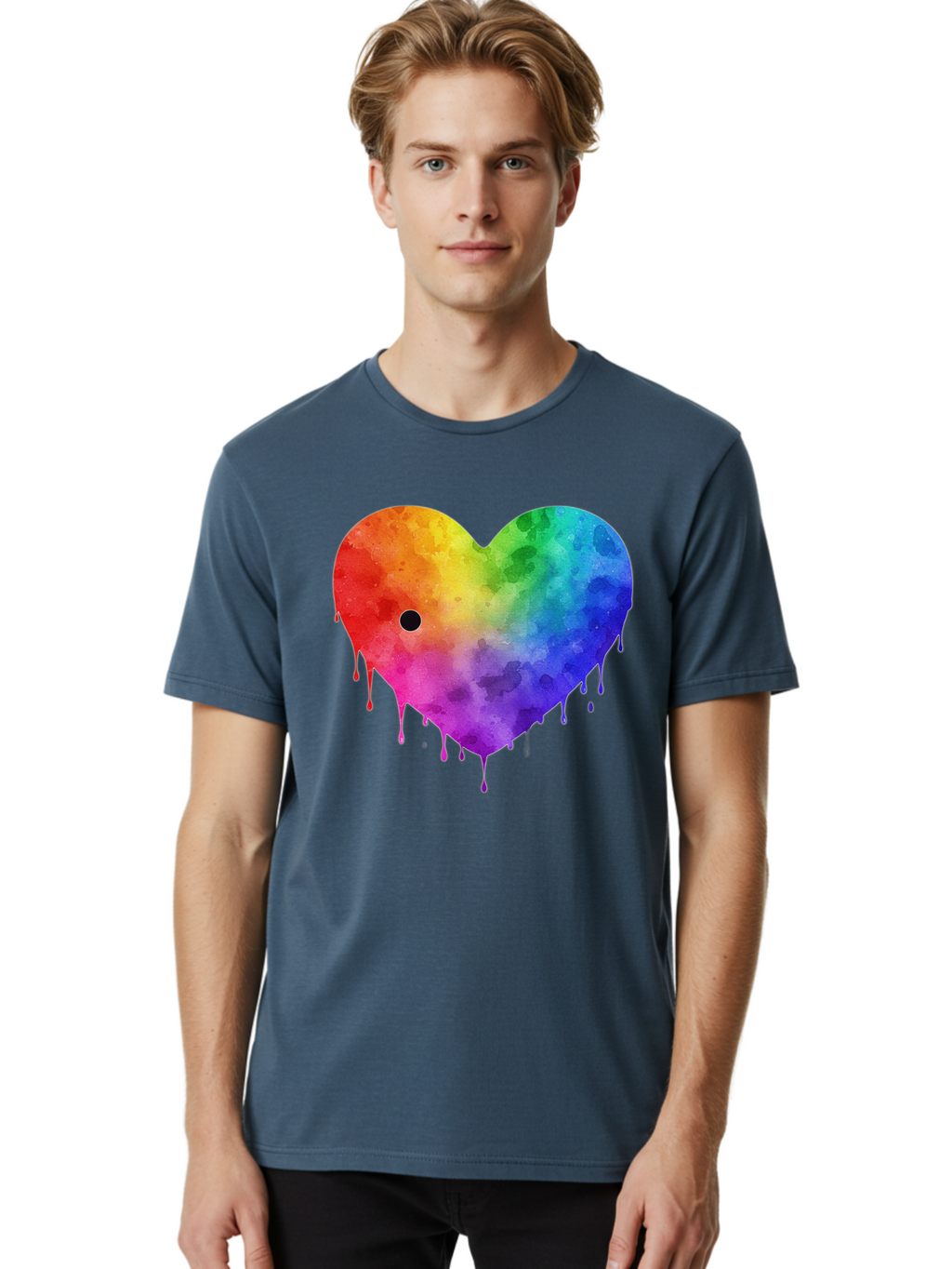 Rainbow-Heart-2 Men'S Graphic Tee, 100% Cotton, Comfortable Casual Summer Wear, Machine Washable, Vintage Camera, Old Camera, Antique Camera, Black Camera, Classic Photography, Photography Equipment, Nostalgic Device, Film Camera, Camera Art Baj732