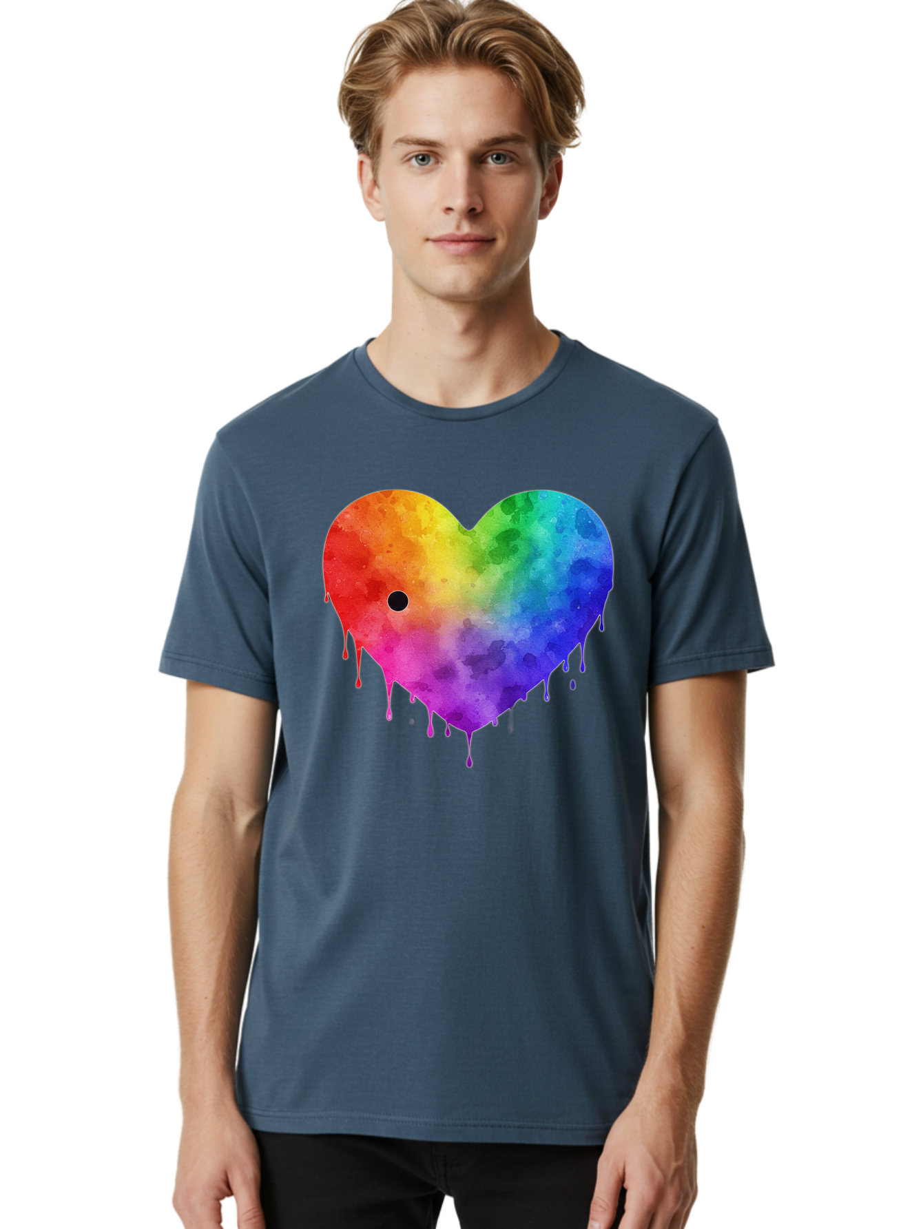 Rainbow-Heart-2 Men'S Graphic Tee, 100% Cotton, Comfortable Casual Summer Wear, Machine Washable, Vintage Camera, Old Camera, Antique Camera, Black Camera, Classic Photography, Photography Equipment, Nostalgic Device, Film Camera, Camera Art Baj732