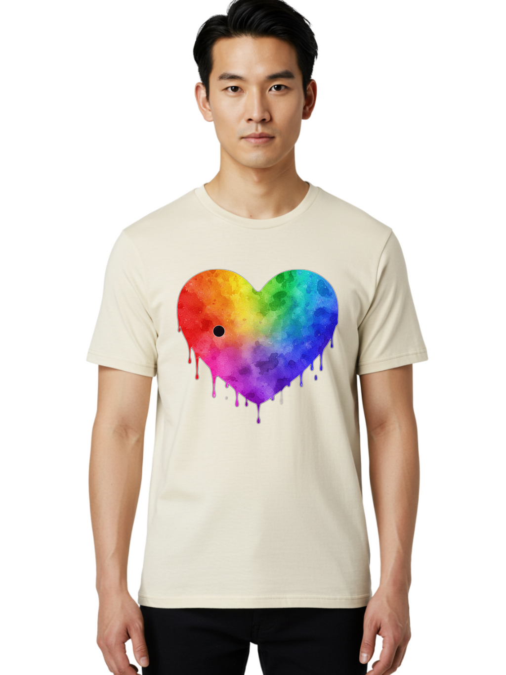 Rainbow-Heart-2 Men'S Graphic Tee, 100% Cotton, Comfortable Casual Summer Wear, Machine Washable, Vintage Camera, Old Camera, Antique Camera, Black Camera, Classic Photography, Photography Equipment, Nostalgic Device, Film Camera, Camera Art Baj732