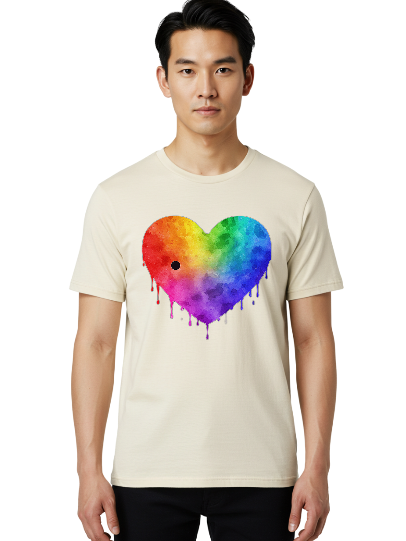 Rainbow-Heart-2 Men'S Graphic Tee, 100% Cotton, Comfortable Casual Summer Wear, Machine Washable, Vintage Camera, Old Camera, Antique Camera, Black Camera, Classic Photography, Photography Equipment, Nostalgic Device, Film Camera, Camera Art Baj732