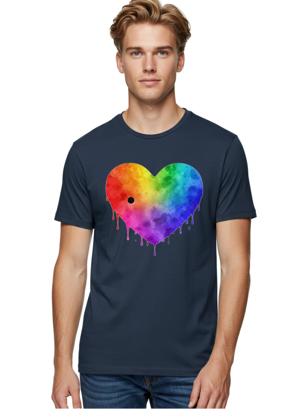 Rainbow-Heart-2 Men'S Graphic Tee, 100% Cotton, Comfortable Casual Summer Wear, Machine Washable, Vintage Camera, Old Camera, Antique Camera, Black Camera, Classic Photography, Photography Equipment, Nostalgic Device, Film Camera, Camera Art Baj732