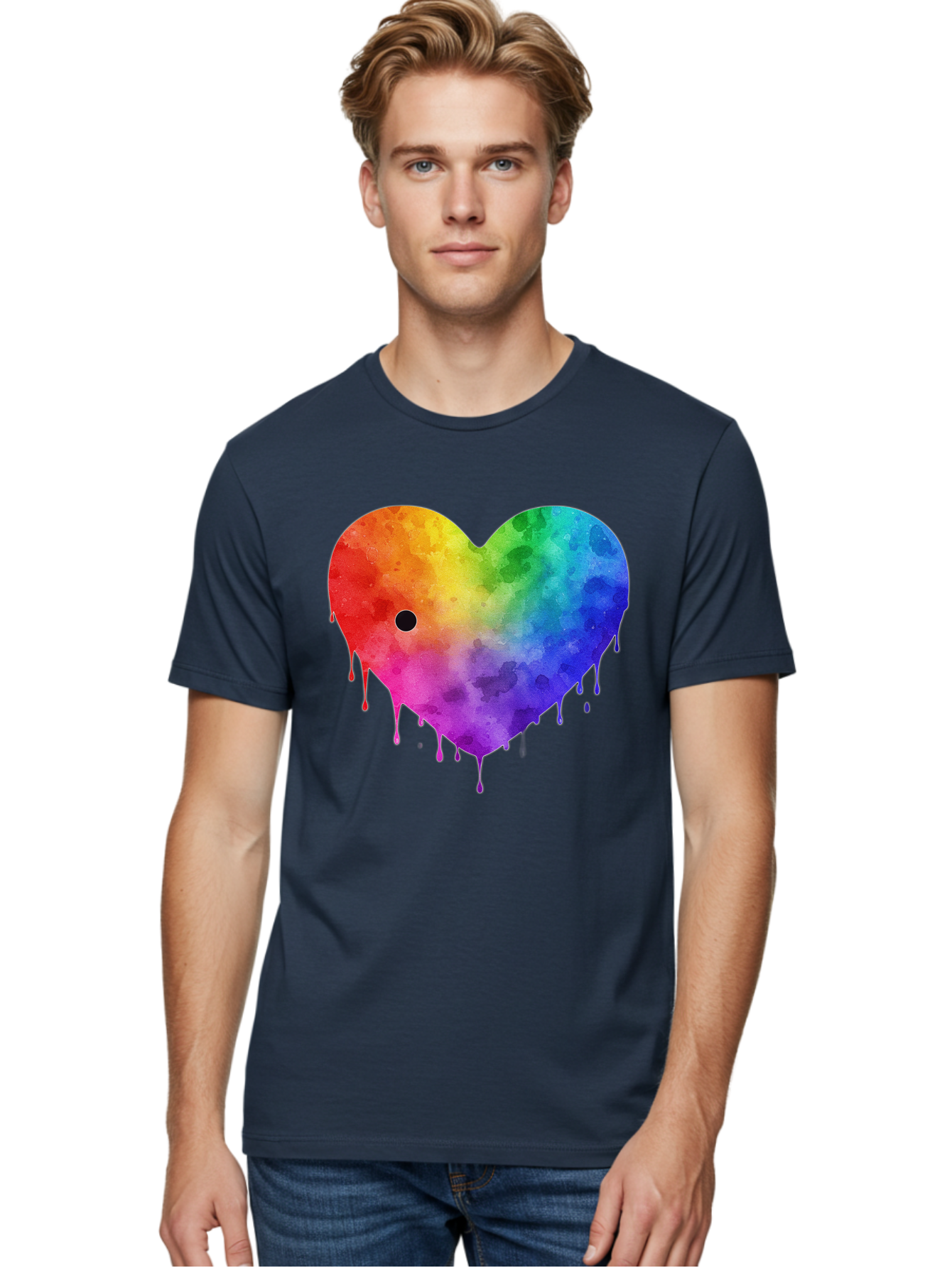 Rainbow-Heart-2 Men'S Graphic Tee, 100% Cotton, Comfortable Casual Summer Wear, Machine Washable, Vintage Camera, Old Camera, Antique Camera, Black Camera, Classic Photography, Photography Equipment, Nostalgic Device, Film Camera, Camera Art Baj732