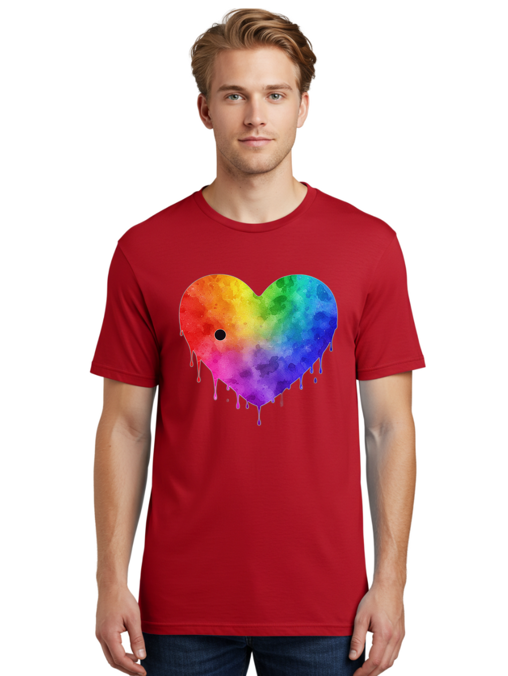 Rainbow-Heart-2 Men'S Graphic Tee, 100% Cotton, Comfortable Casual Summer Wear, Machine Washable, Vintage Camera, Old Camera, Antique Camera, Black Camera, Classic Photography, Photography Equipment, Nostalgic Device, Film Camera, Camera Art Baj732