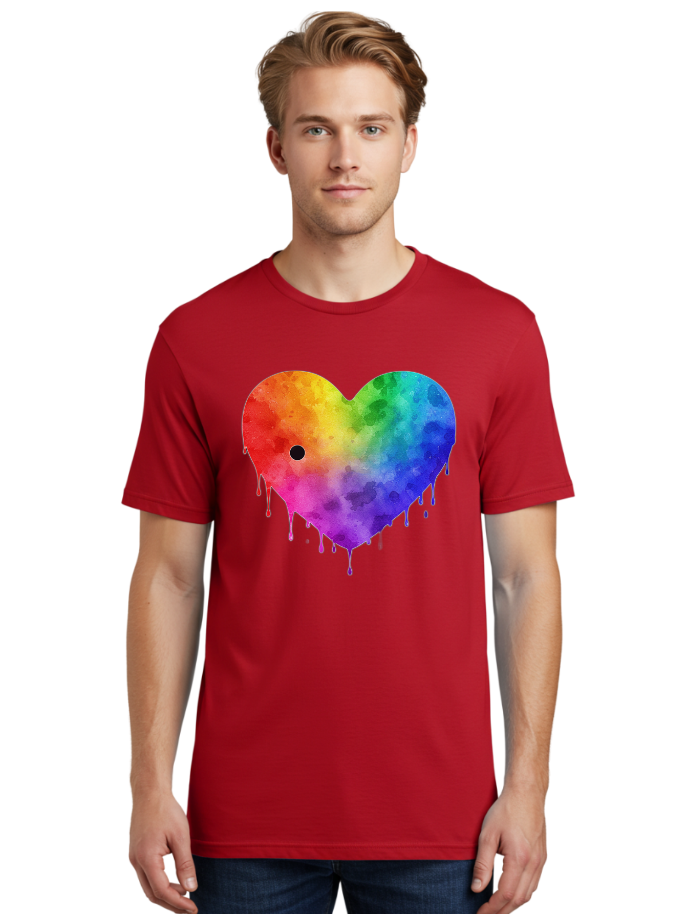 Rainbow-Heart-2 Men'S Graphic Tee, 100% Cotton, Comfortable Casual Summer Wear, Machine Washable, Vintage Camera, Old Camera, Antique Camera, Black Camera, Classic Photography, Photography Equipment, Nostalgic Device, Film Camera, Camera Art Baj732