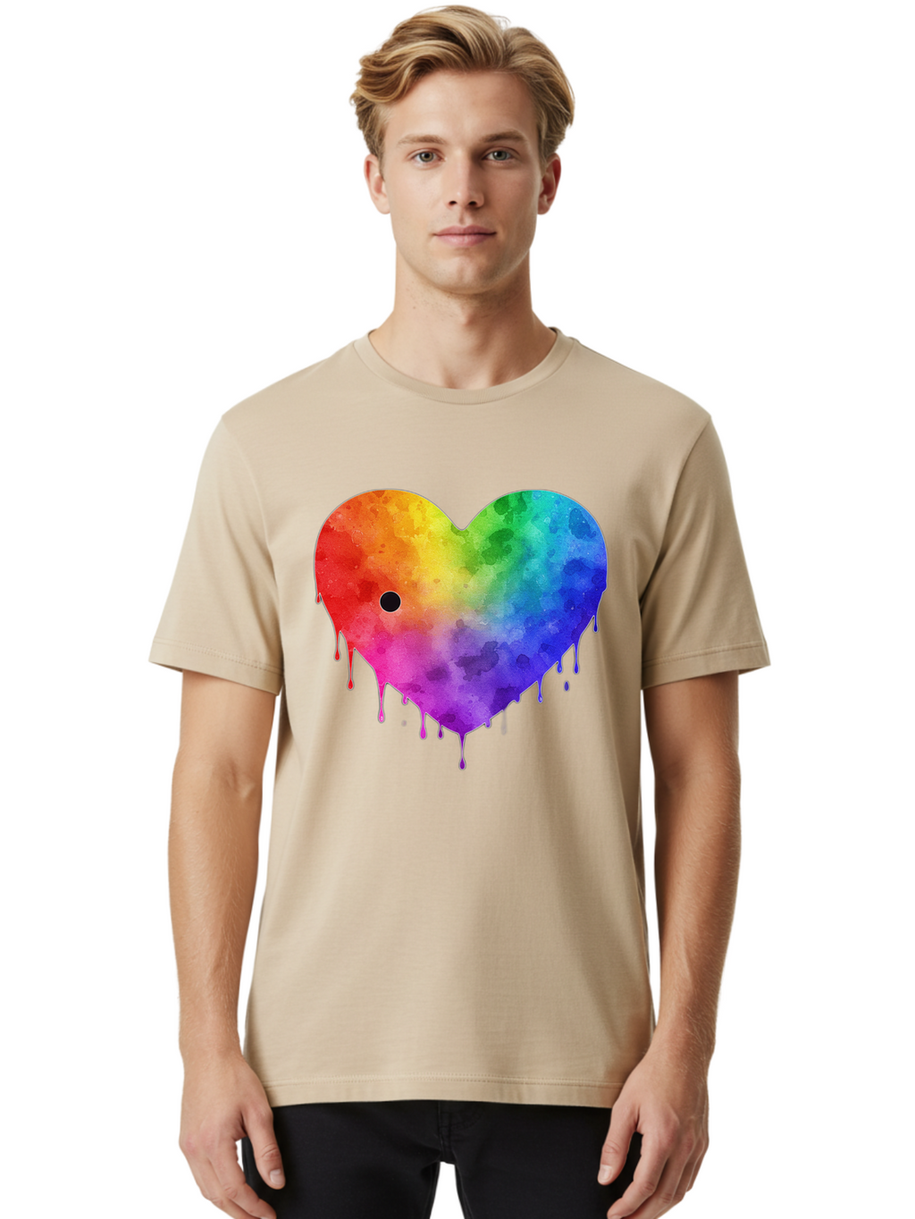 Rainbow-Heart-2 Men'S Graphic Tee, 100% Cotton, Comfortable Casual Summer Wear, Machine Washable, Vintage Camera, Old Camera, Antique Camera, Black Camera, Classic Photography, Photography Equipment, Nostalgic Device, Film Camera, Camera Art Baj732