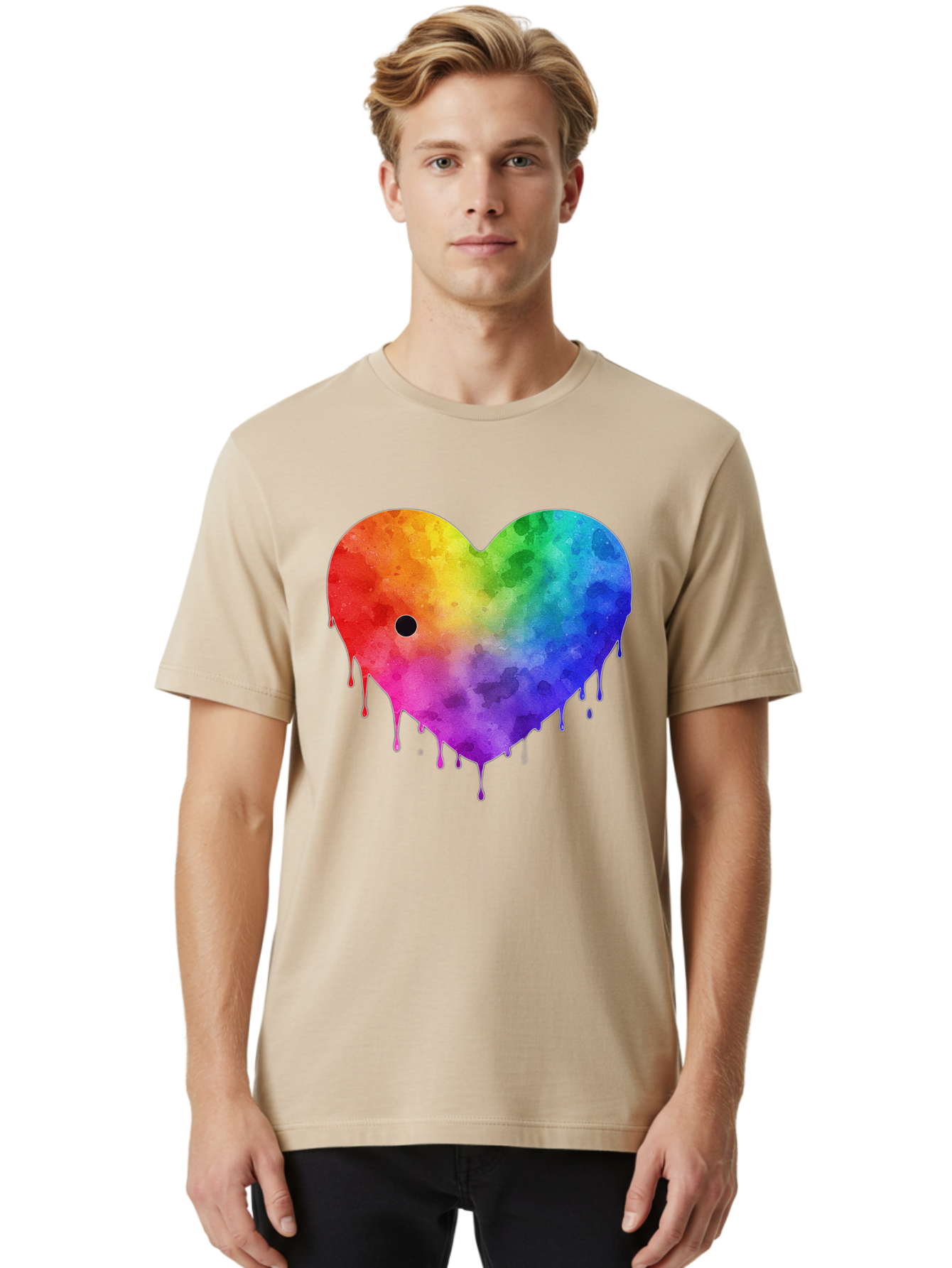 Rainbow-Heart-2 Men'S Graphic Tee, 100% Cotton, Comfortable Casual Summer Wear, Machine Washable, Vintage Camera, Old Camera, Antique Camera, Black Camera, Classic Photography, Photography Equipment, Nostalgic Device, Film Camera, Camera Art Baj732