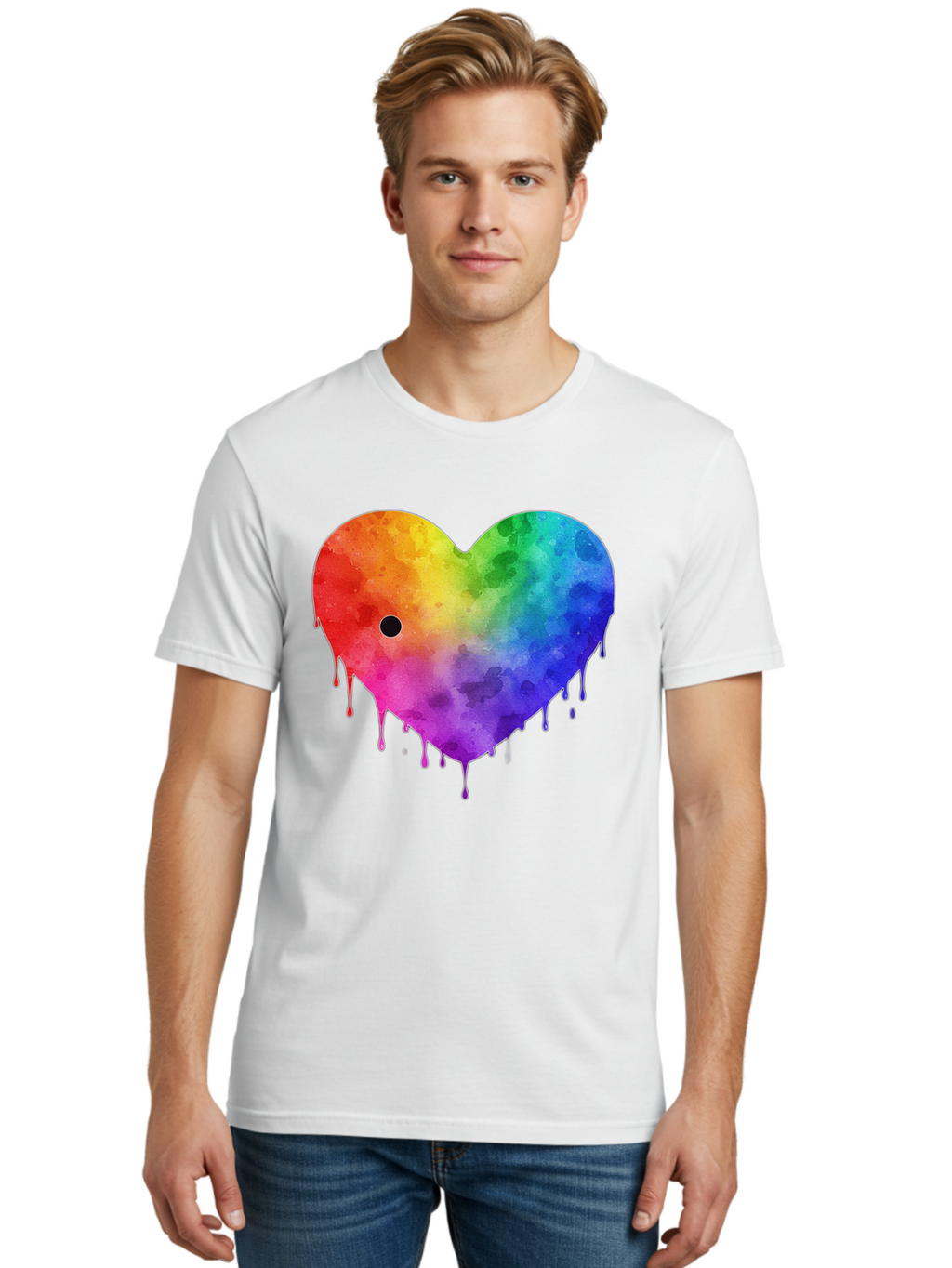 Rainbow-Heart-2 Men'S Graphic Tee, 100% Cotton, Comfortable Casual Summer Wear, Machine Washable, Vintage Camera, Old Camera, Antique Camera, Black Camera, Classic Photography, Photography Equipment, Nostalgic Device, Film Camera, Camera Art Baj732
