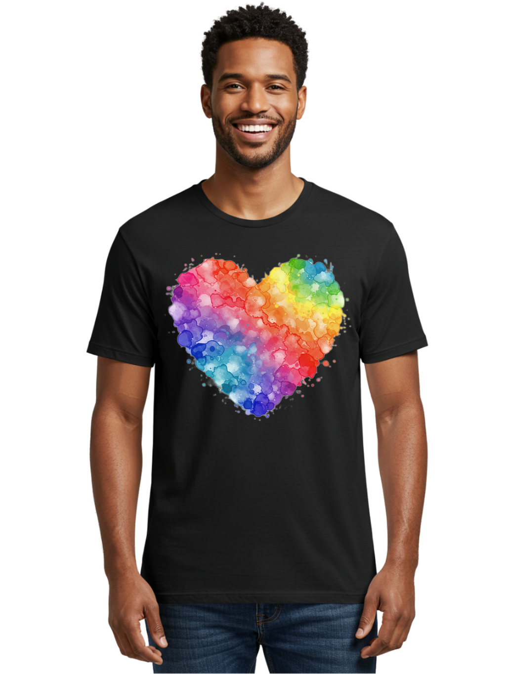 Rainbow-Heart-3 Men'S Graphic Tee, 100% Cotton, Comfortable Casual Summer Wear, Machine Washable, Vintage Camera, Old Camera, Antique Camera, Black Camera, Classic Photography, Photography Equipment, Nostalgic Device, Film Camera, Camera Art Baj733