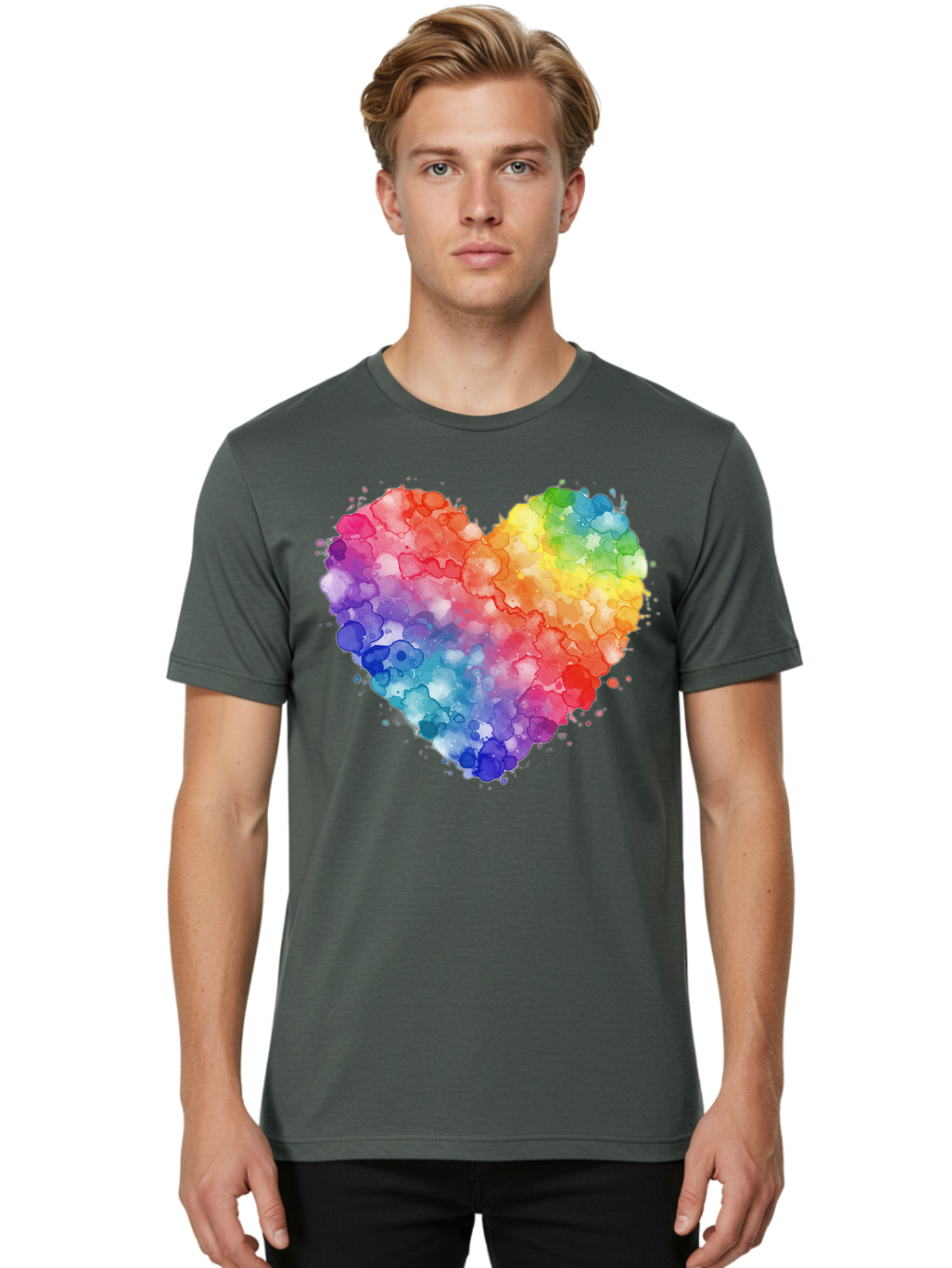 Rainbow-Heart-3 Men'S Graphic Tee, 100% Cotton, Comfortable Casual Summer Wear, Machine Washable, Vintage Camera, Old Camera, Antique Camera, Black Camera, Classic Photography, Photography Equipment, Nostalgic Device, Film Camera, Camera Art Baj733