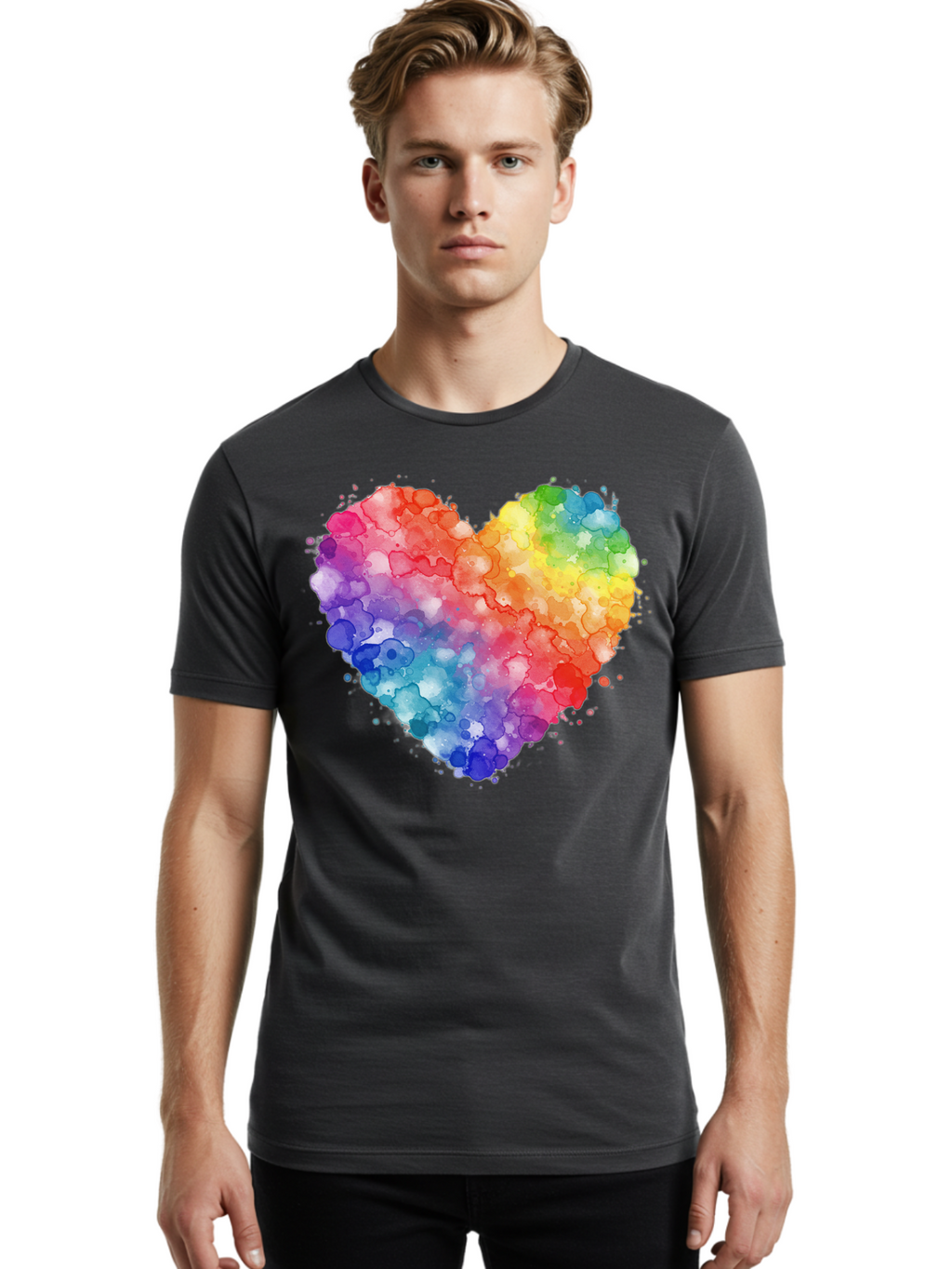 Rainbow-Heart-3 Men'S Graphic Tee, 100% Cotton, Comfortable Casual Summer Wear, Machine Washable, Vintage Camera, Old Camera, Antique Camera, Black Camera, Classic Photography, Photography Equipment, Nostalgic Device, Film Camera, Camera Art Baj733