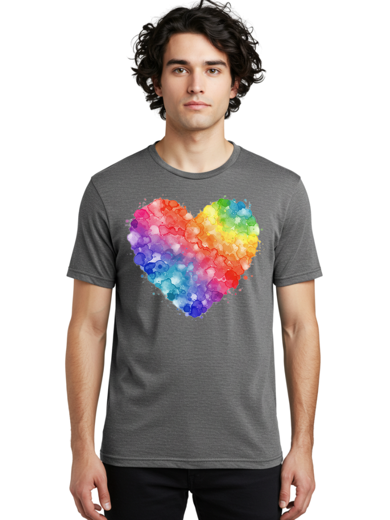 Rainbow-Heart-3 Men'S Graphic Tee, 100% Cotton, Comfortable Casual Summer Wear, Machine Washable, Vintage Camera, Old Camera, Antique Camera, Black Camera, Classic Photography, Photography Equipment, Nostalgic Device, Film Camera, Camera Art Baj733