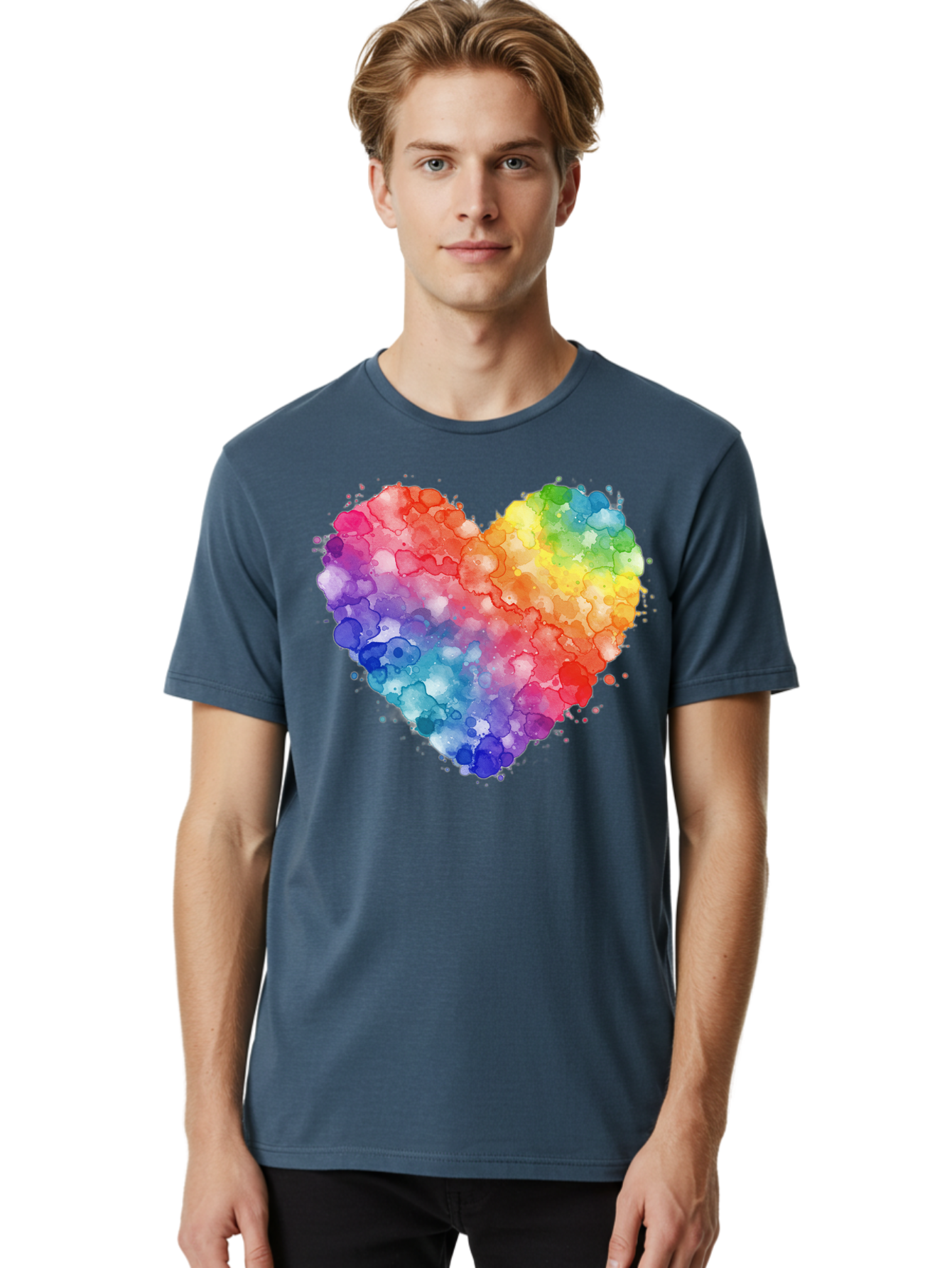 Rainbow-Heart-3 Men'S Graphic Tee, 100% Cotton, Comfortable Casual Summer Wear, Machine Washable, Vintage Camera, Old Camera, Antique Camera, Black Camera, Classic Photography, Photography Equipment, Nostalgic Device, Film Camera, Camera Art Baj733