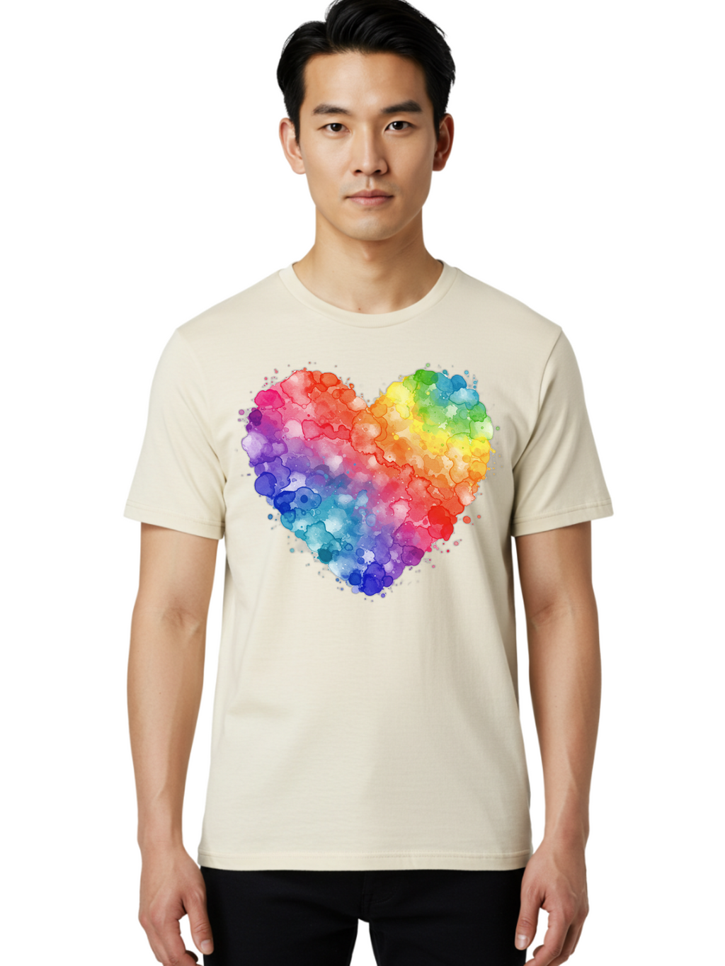 Rainbow-Heart-3 Men'S Graphic Tee, 100% Cotton, Comfortable Casual Summer Wear, Machine Washable, Vintage Camera, Old Camera, Antique Camera, Black Camera, Classic Photography, Photography Equipment, Nostalgic Device, Film Camera, Camera Art Baj733