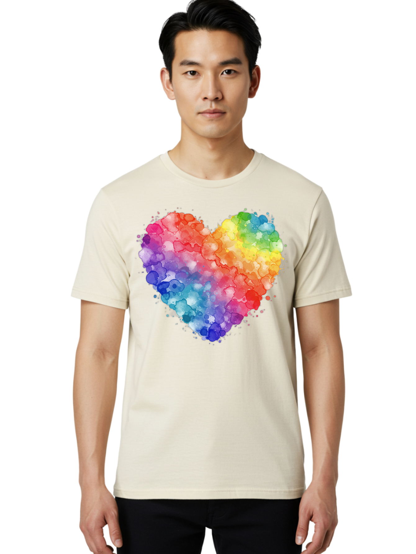 Rainbow-Heart-3 Men'S Graphic Tee, 100% Cotton, Comfortable Casual Summer Wear, Machine Washable, Vintage Camera, Old Camera, Antique Camera, Black Camera, Classic Photography, Photography Equipment, Nostalgic Device, Film Camera, Camera Art Baj733