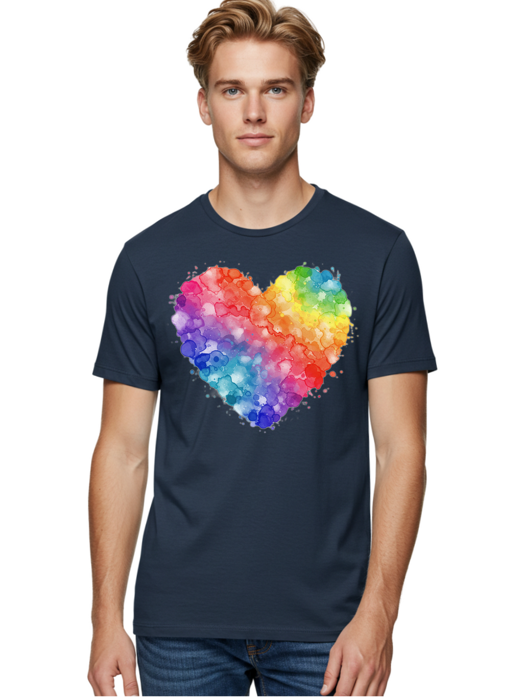 Rainbow-Heart-3 Men'S Graphic Tee, 100% Cotton, Comfortable Casual Summer Wear, Machine Washable, Vintage Camera, Old Camera, Antique Camera, Black Camera, Classic Photography, Photography Equipment, Nostalgic Device, Film Camera, Camera Art Baj733