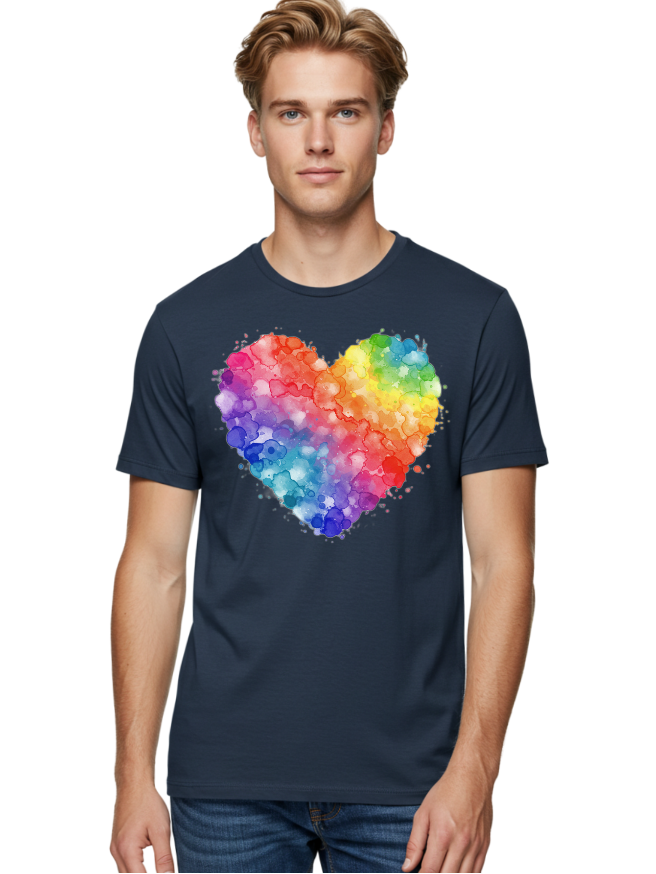 Rainbow-Heart-3 Men'S Graphic Tee, 100% Cotton, Comfortable Casual Summer Wear, Machine Washable, Vintage Camera, Old Camera, Antique Camera, Black Camera, Classic Photography, Photography Equipment, Nostalgic Device, Film Camera, Camera Art Baj733