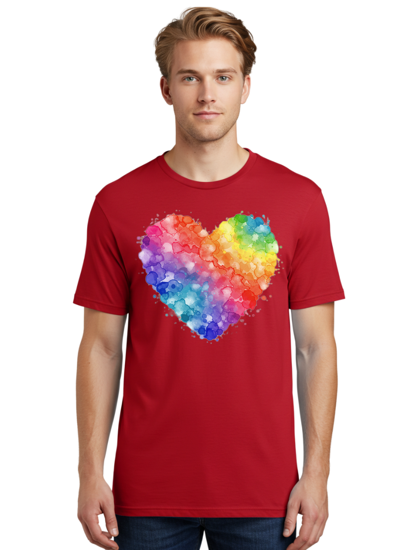 Rainbow-Heart-3 Men'S Graphic Tee, 100% Cotton, Comfortable Casual Summer Wear, Machine Washable, Vintage Camera, Old Camera, Antique Camera, Black Camera, Classic Photography, Photography Equipment, Nostalgic Device, Film Camera, Camera Art Baj733
