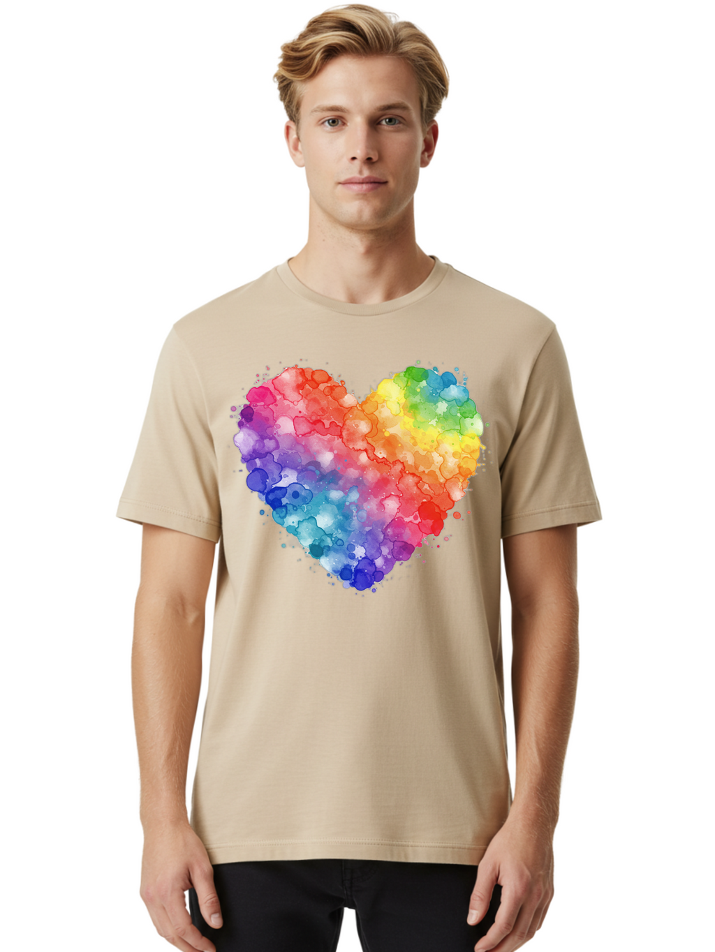 Rainbow-Heart-3 Men'S Graphic Tee, 100% Cotton, Comfortable Casual Summer Wear, Machine Washable, Vintage Camera, Old Camera, Antique Camera, Black Camera, Classic Photography, Photography Equipment, Nostalgic Device, Film Camera, Camera Art Baj733